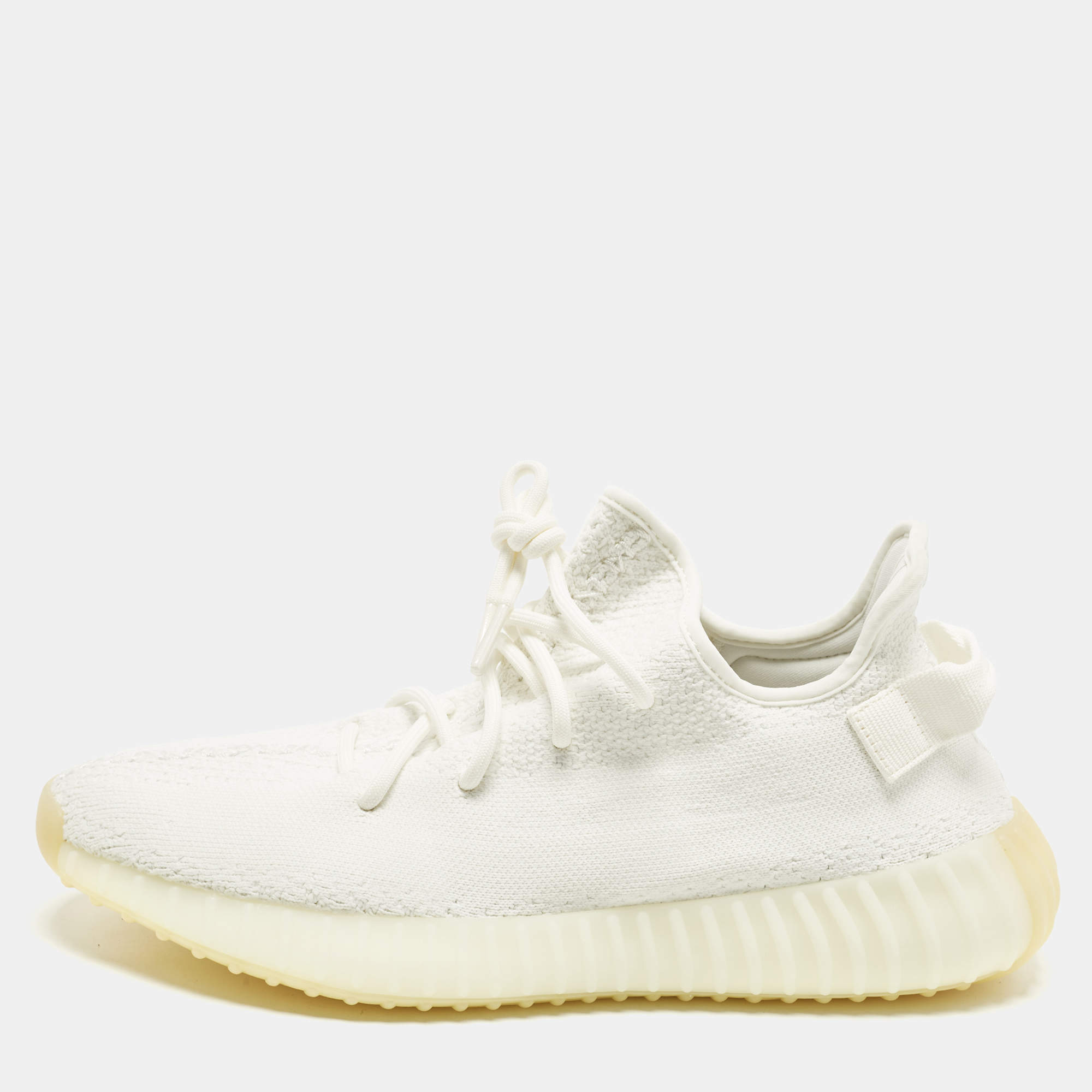 Pre Owned Yeezy x Adidas 350 V2 Size 44 White Knit Fabric Low Top Sneakers