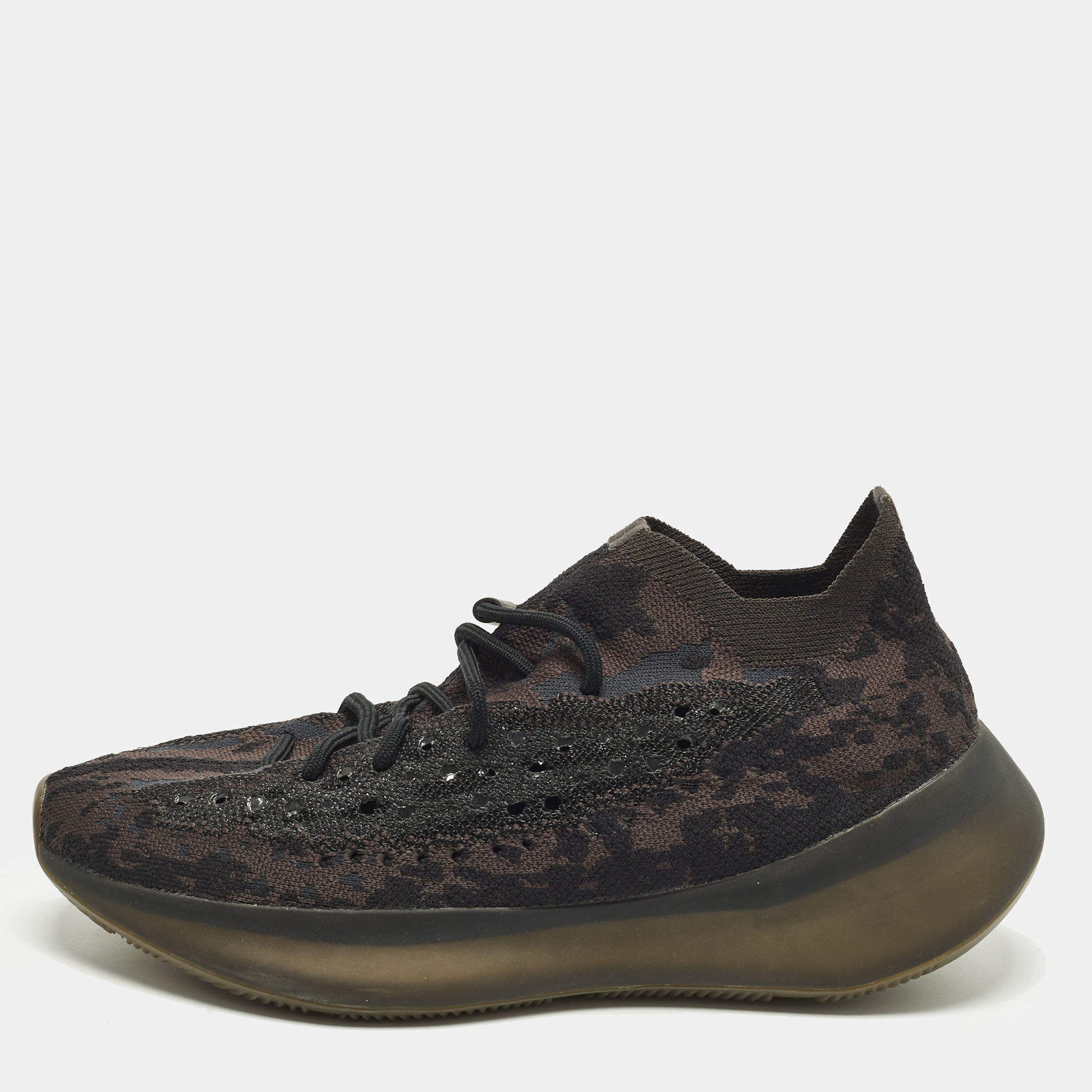Pre Owned Yeezy x Adidas Boost 380 Size 44 Black/Brown Knit Fabric Low Top Sneakers