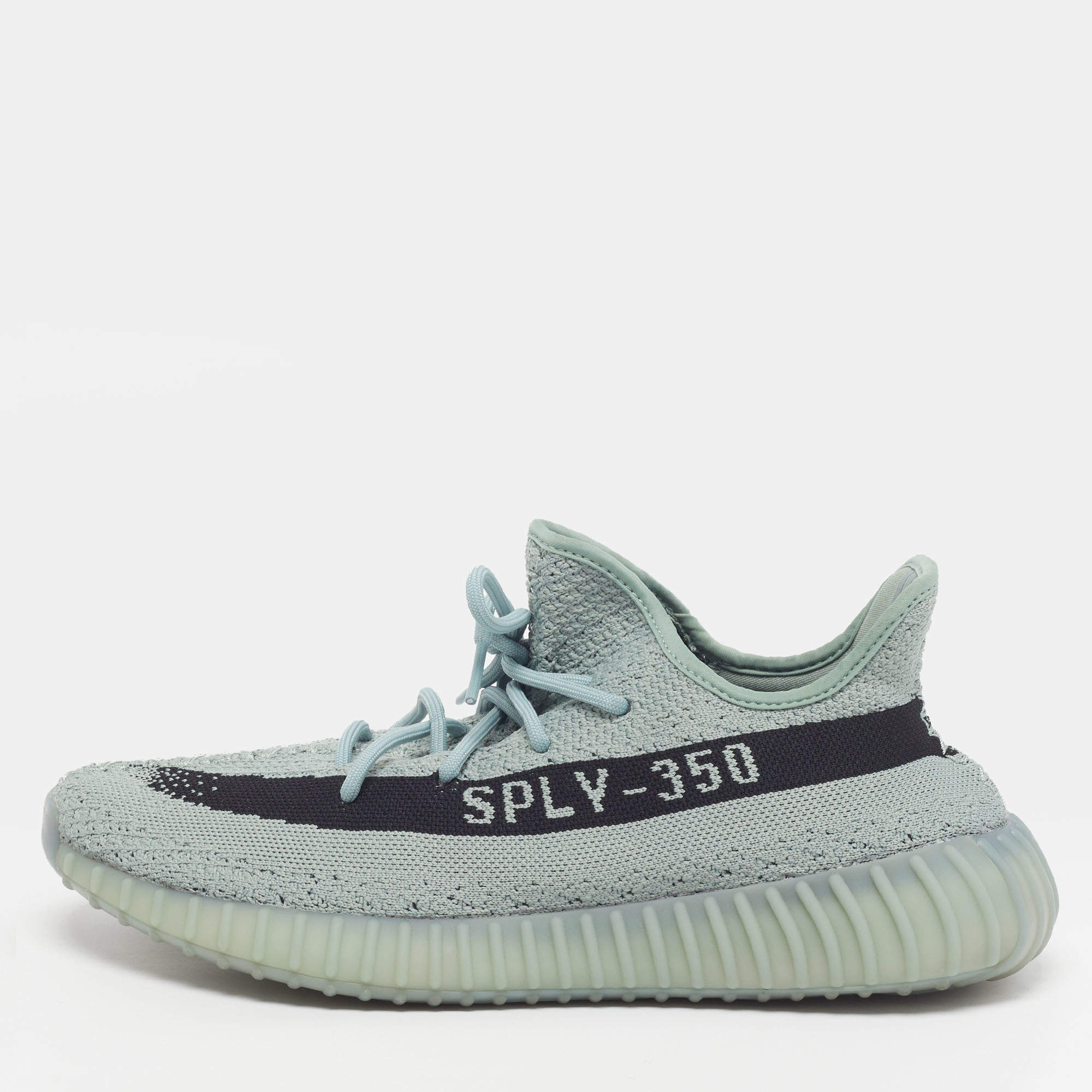 Pre Owned Yeezy x Adidas Boost 350 V2 Salt Size 46 Grey Knit Fabric Low Top Sneakers