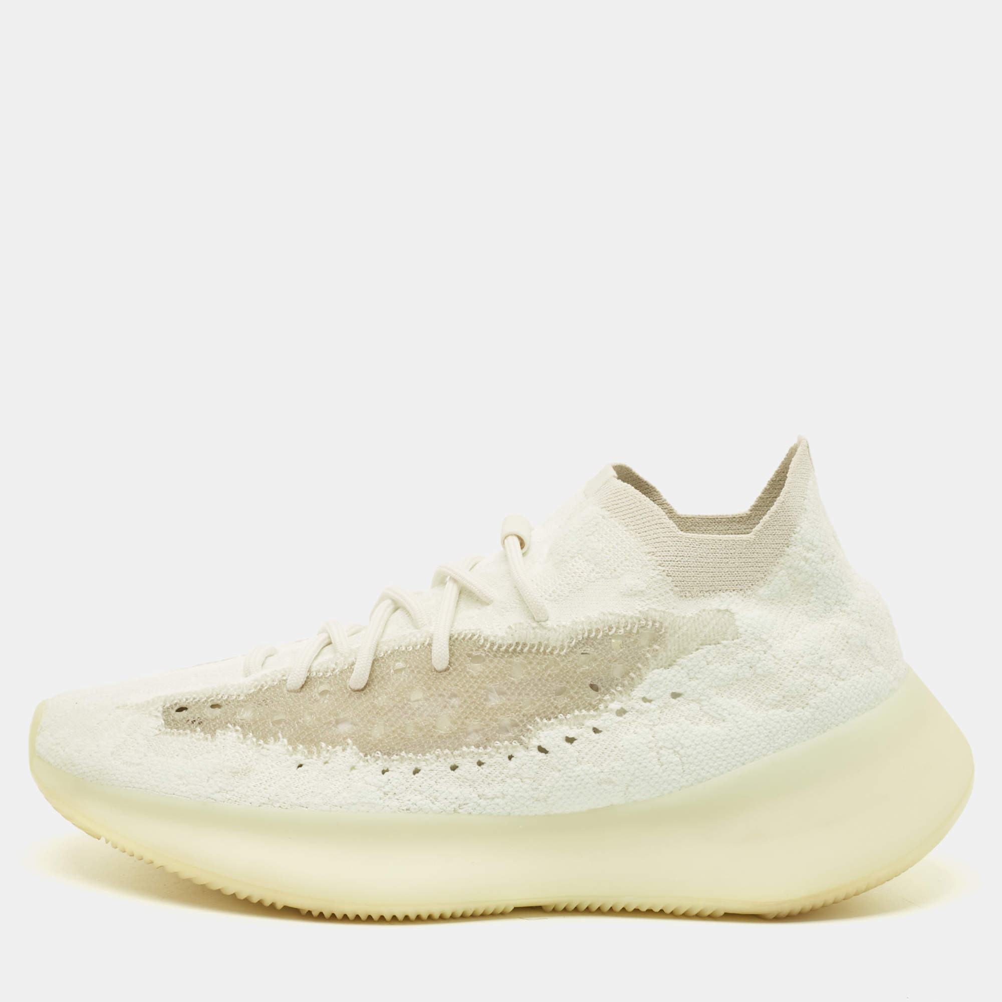 Pre Owned Yeezy x Adidas Boost 380 Calcite Glow Size 45 1/3 White Knit Fabric Low Top Sneakers