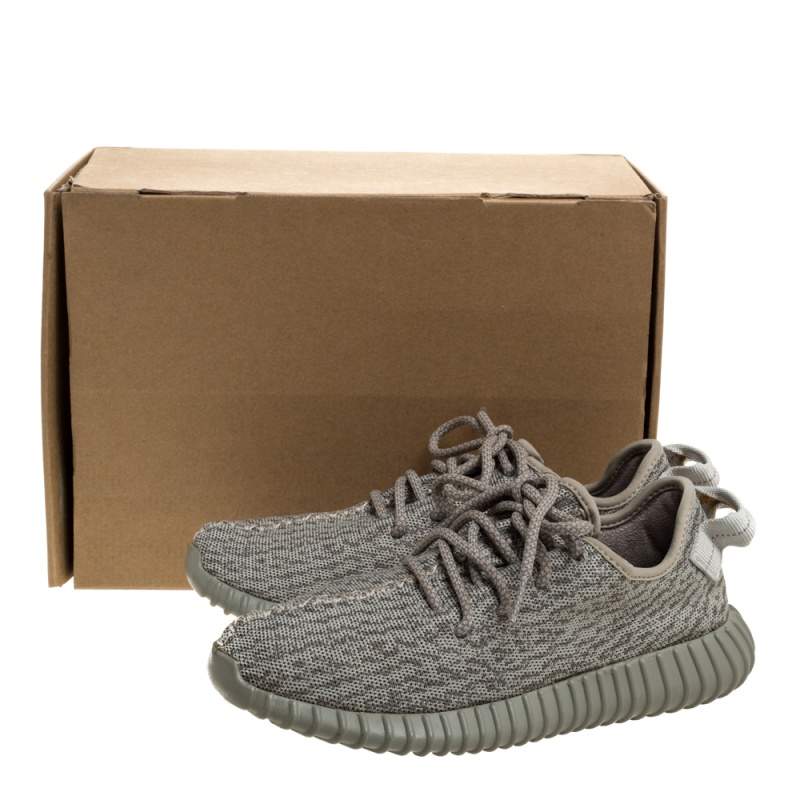 Yeezy x Adidas Grey/White Cotton Knit Boost 350 Moonrock Sneakers