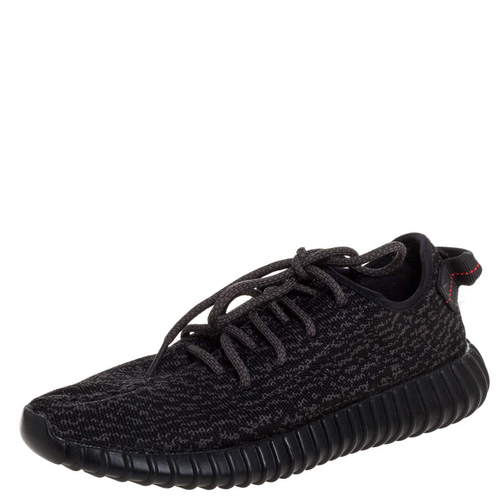 Pre Owned حذاء رياضي ييزي x أديداس "بيرات بلاك بوست 350" تريكو قطن أسود مقاس 40.5