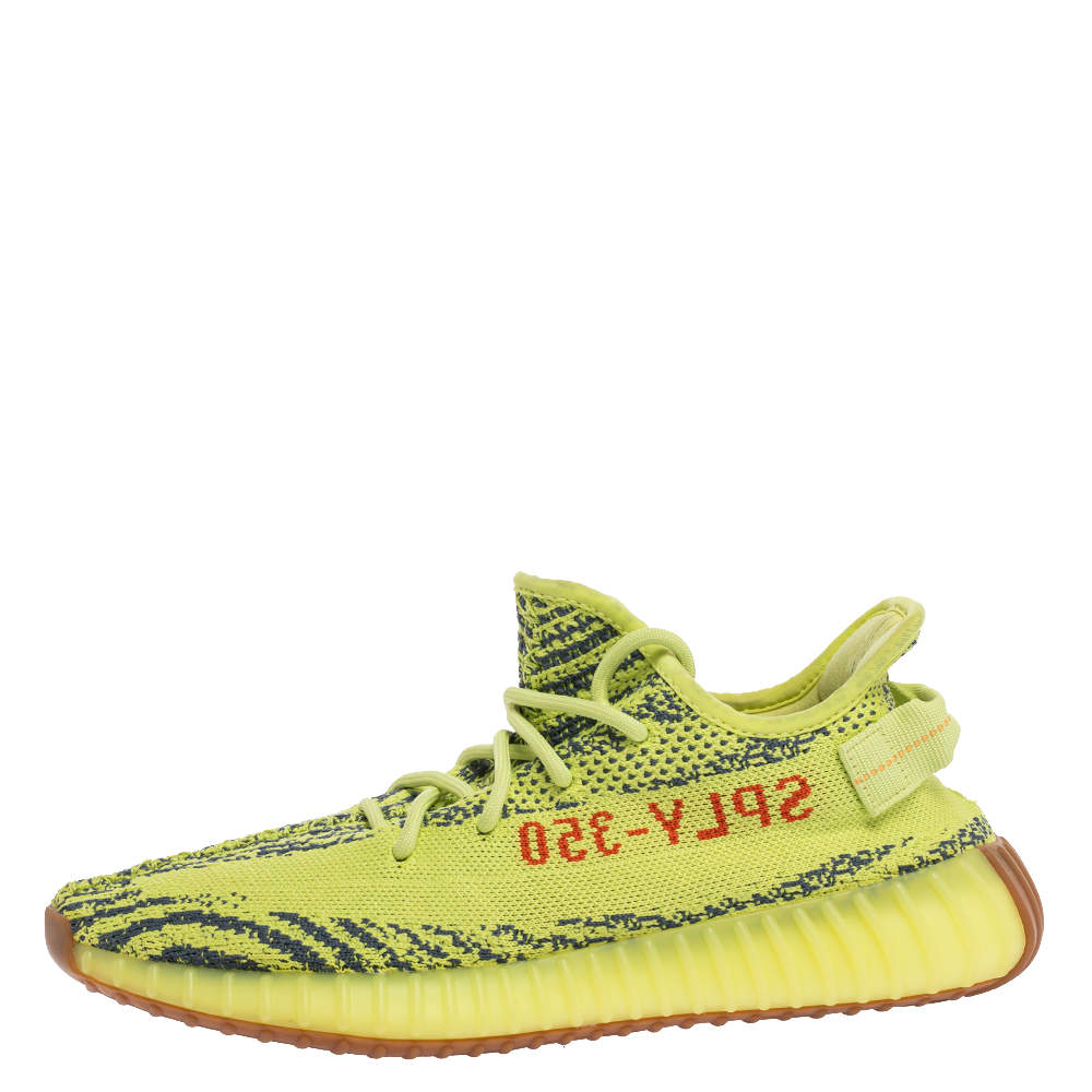 Yeezy x Adidas Yellow Cotton Knit Semi Frozen Boost 350 V2 Sneakers Size  43.5