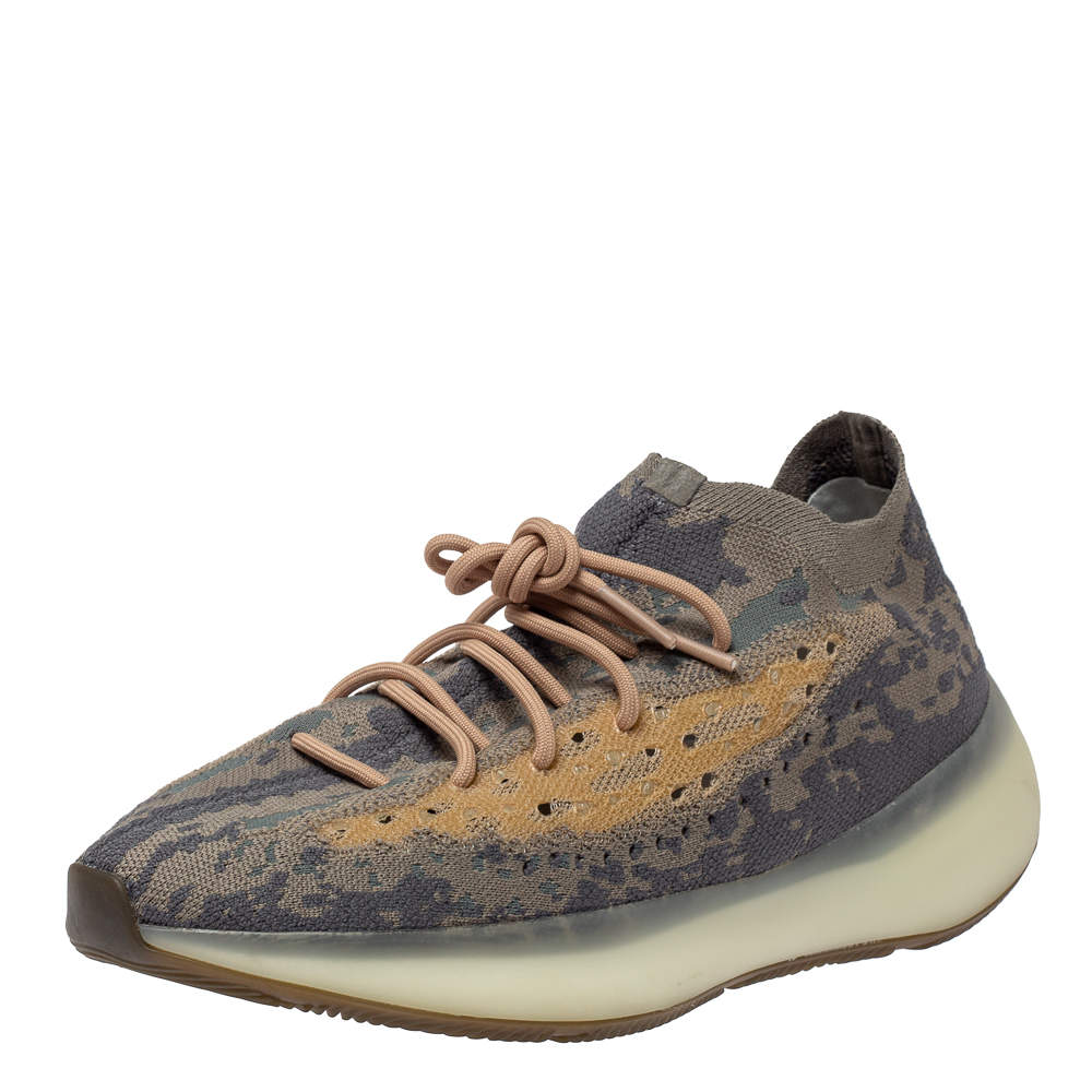 Pre Owned Yeezy x Adidas Multicolor Cotton Knit Boost 380 Mist Sneakers Size 46