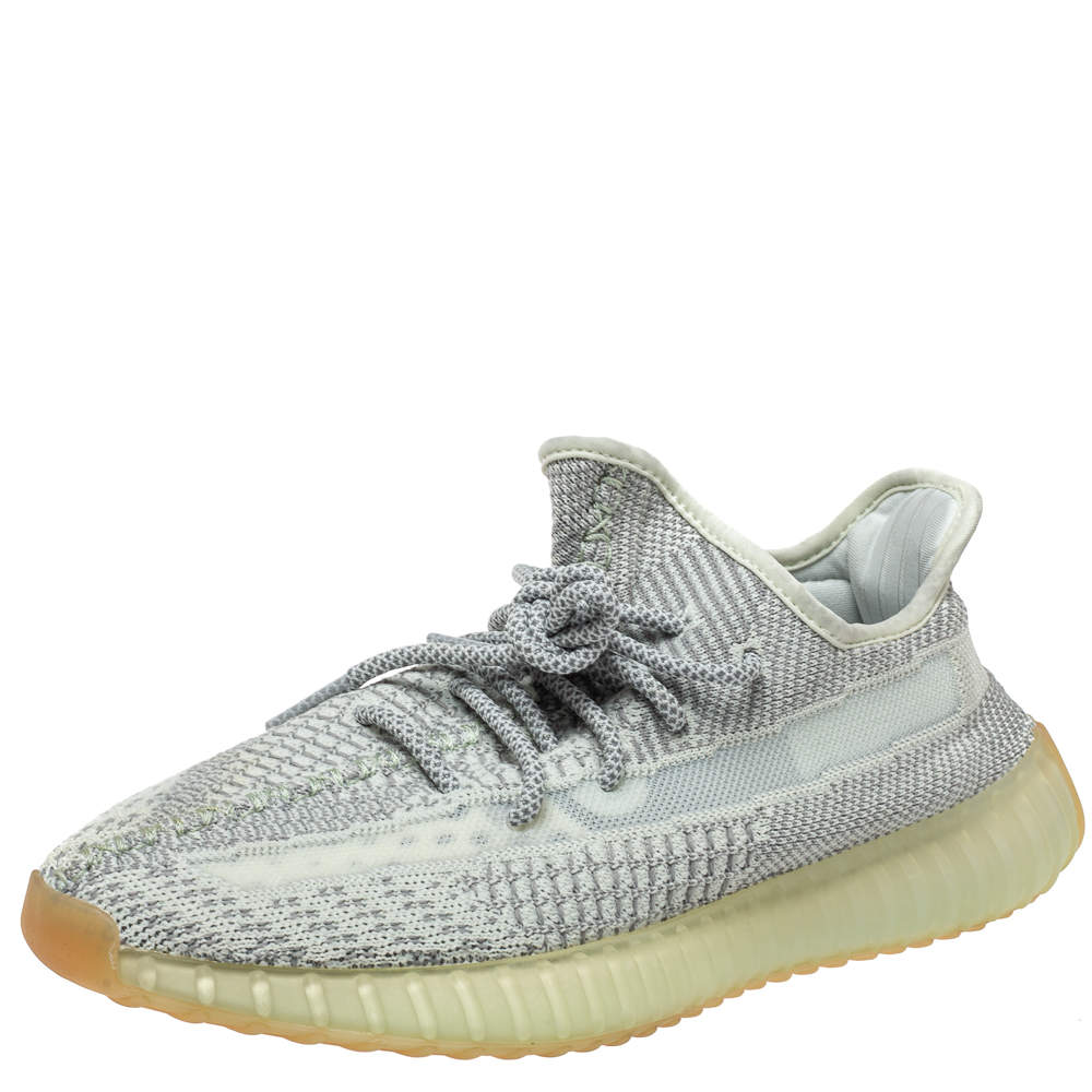 Pre Owned Yeezy x Adidas Grey Cotton Knit 350 V2 Yeshaya Reflective Sneakers Size 42.5
