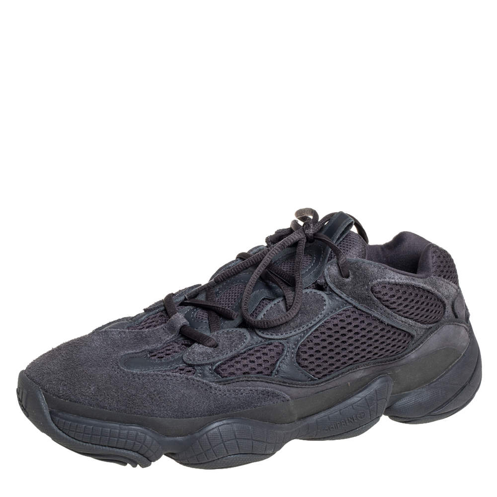 Pre Owned Yeezy x adidas Black Mesh And Suede 500 Utility Sneakers Size 42 2/3