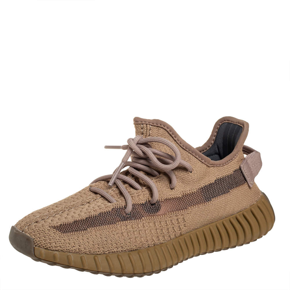 Yeezy x adidas Brown Knit Fabric Boost 350 V2 Earth Sneakers Size 38
