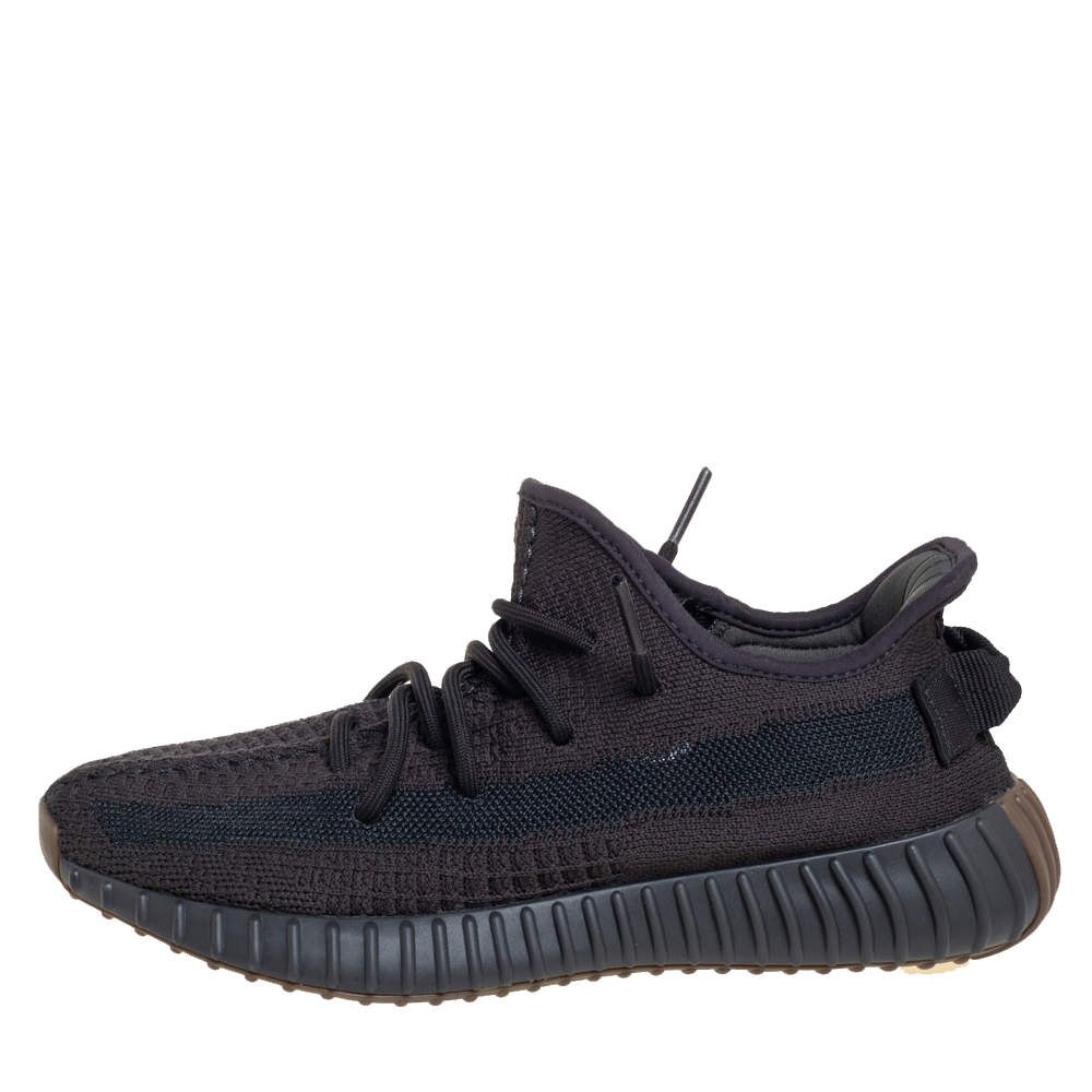 Pre Owned Yeezy x adidas Black Knit Fabric Boost 350 V2 Cinder Sneakers Size 39 1/3