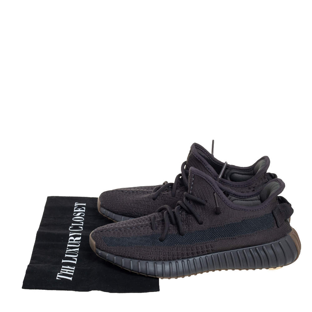 Pre Owned Yeezy x adidas Black Knit Fabric Boost 350 V2 Cinder Sneakers Size 39 1/3
