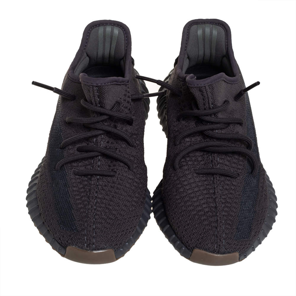 Pre Owned Yeezy x adidas Black Knit Fabric Boost 350 V2 Cinder Sneakers Size 39 1/3