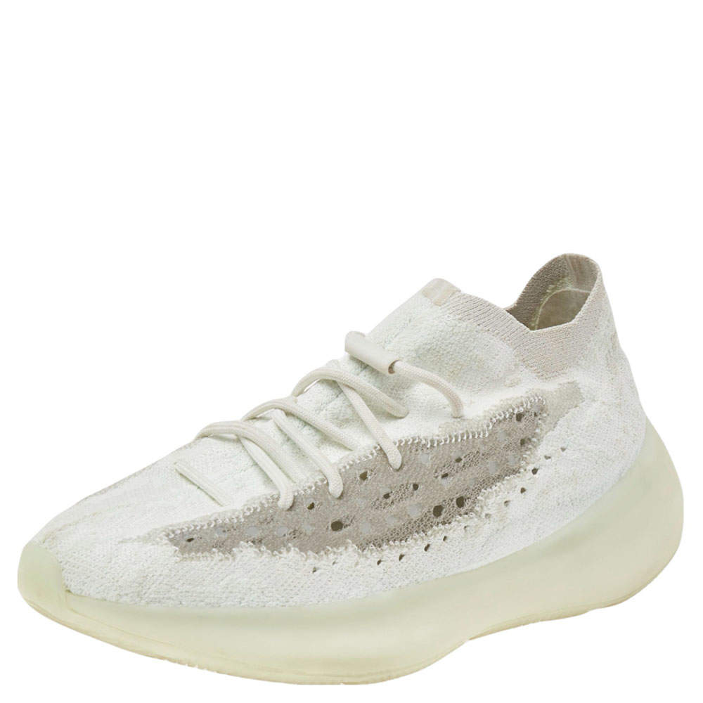 Pre Owned Yeezy x adidas Mint Green/Grey Knit Fabric Boost 380 Calcite Glow Sneakers Size 44 2/3