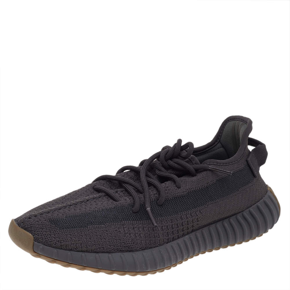 Pre Owned Yeezy x adidas Black Knit Fabric Boost 350 V2 Cinder Low Top Sneakers Size 46