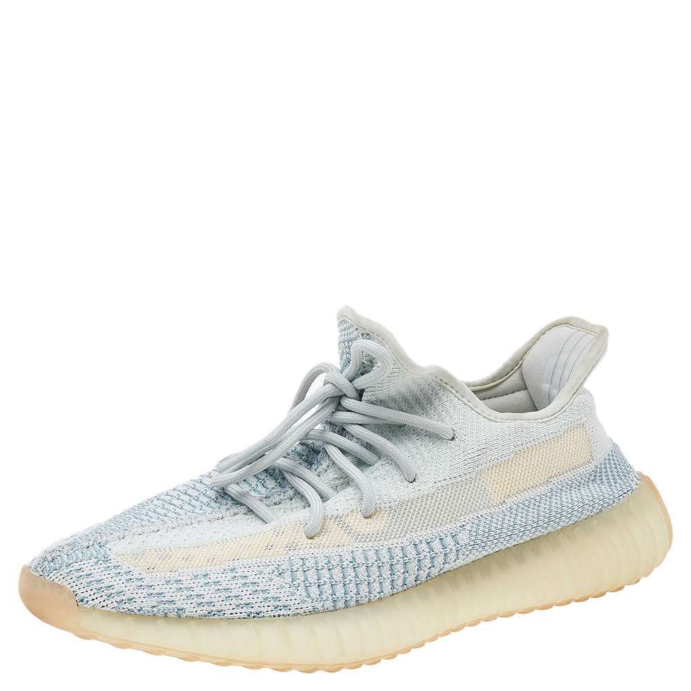 Pre Owned حذاء  رياضي اديداس X ييزي بوست 350 V2 أبيض سحابي قماش تريكو أبيض/ أزرق مقاس 43 2/3  