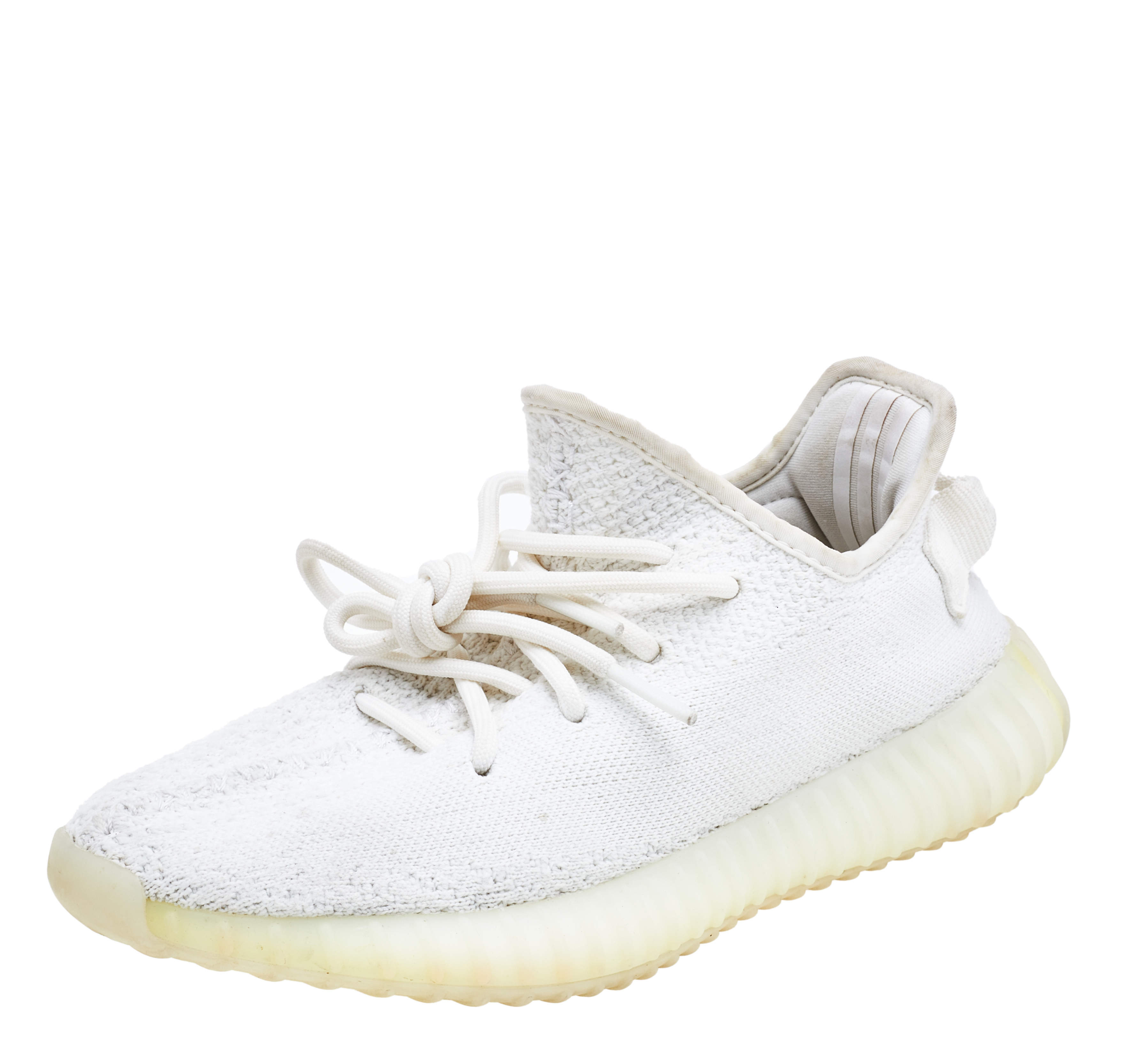 Pre Owned حذاء رياضي ييزي وأديداس بوست 350 في2 ثلاثي البياض قماس تريكو كريمي مقاس 37 1/3