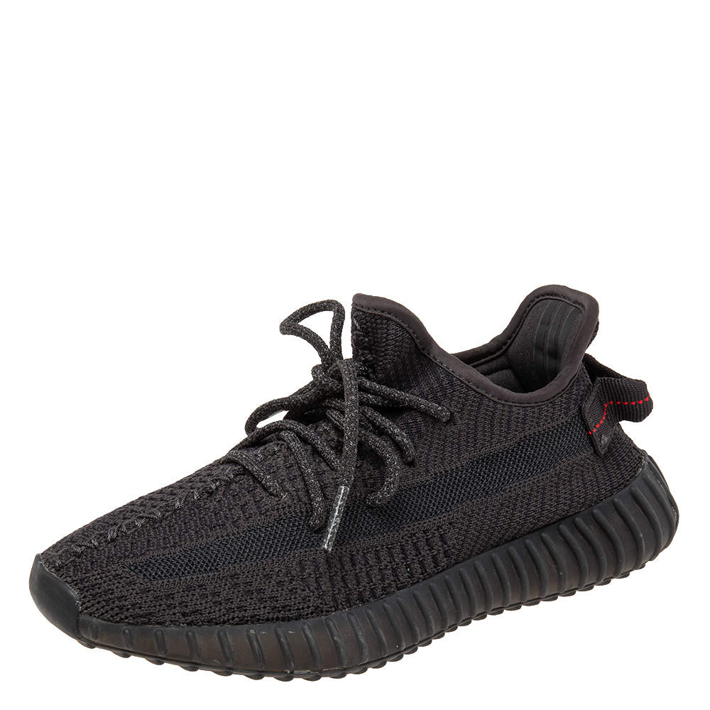 Pre Owned Adidas Yeezy Black Knit Fabric Boost 350 V2 Cinder Reflective Sneakers Size 37 2/3