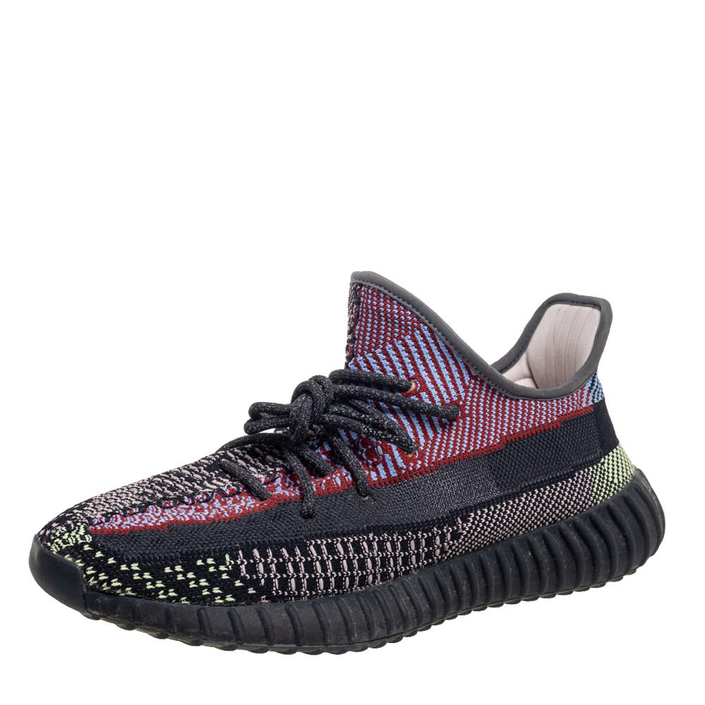 مملوكة مسبقًا حذاء رياضي ييزي × أديداس بوست 350 في2 يشيل غير عاكس قماش تريكو متعدد الألوان مقاس 44