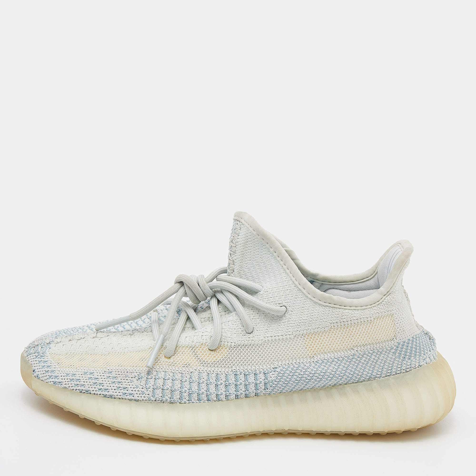 Pre Owned حذاء رياضي ييزي x أديداس بوست 350 V2 كلاود قماش تريكو أبيض / أزرق مقاس 40 2/3