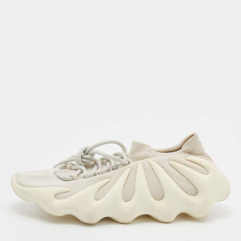 Pre Owned Yeezy x Adidas White Stretch Knit Fabric Yeezy 450 Cloud White Sneakers Size 42 2/3