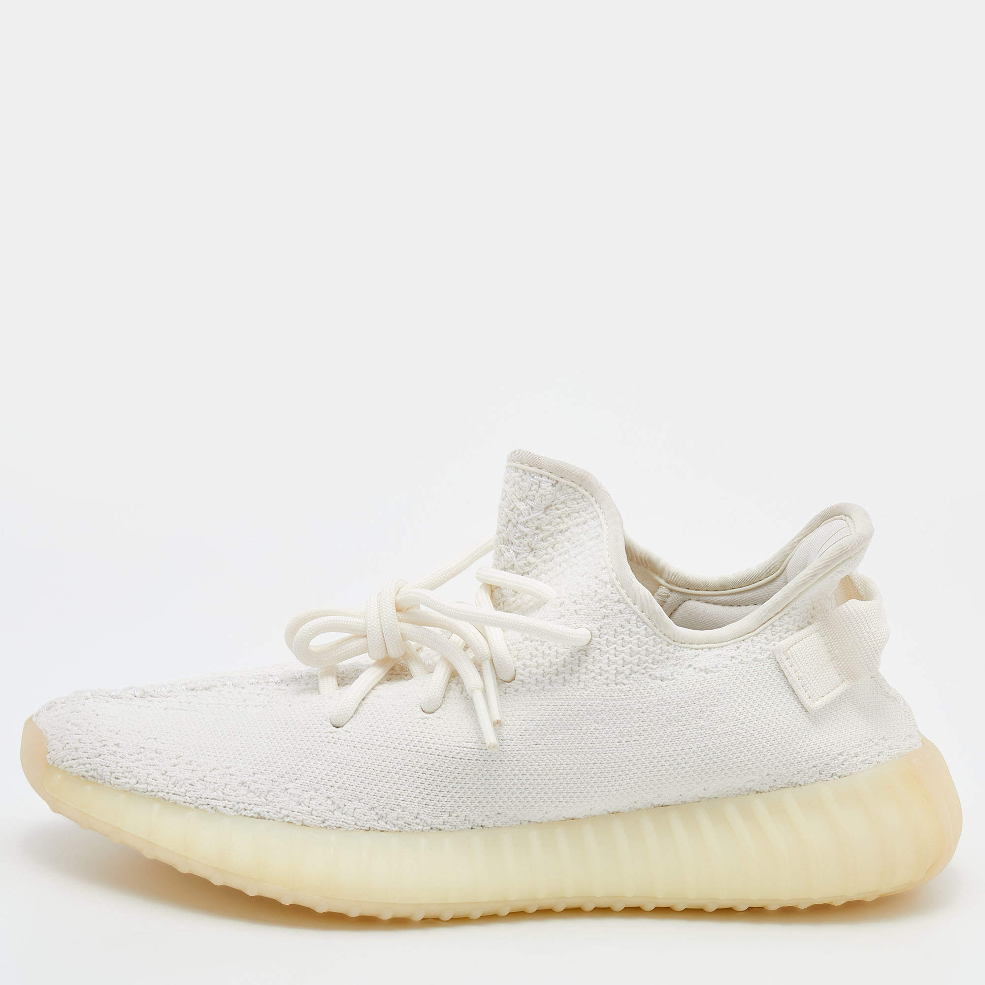 Pre Owned حذاء رياضي ييزي x أديداس بوست 350 ڨي2 تريبل وايت قماش تريكو أبيض مقاس 42