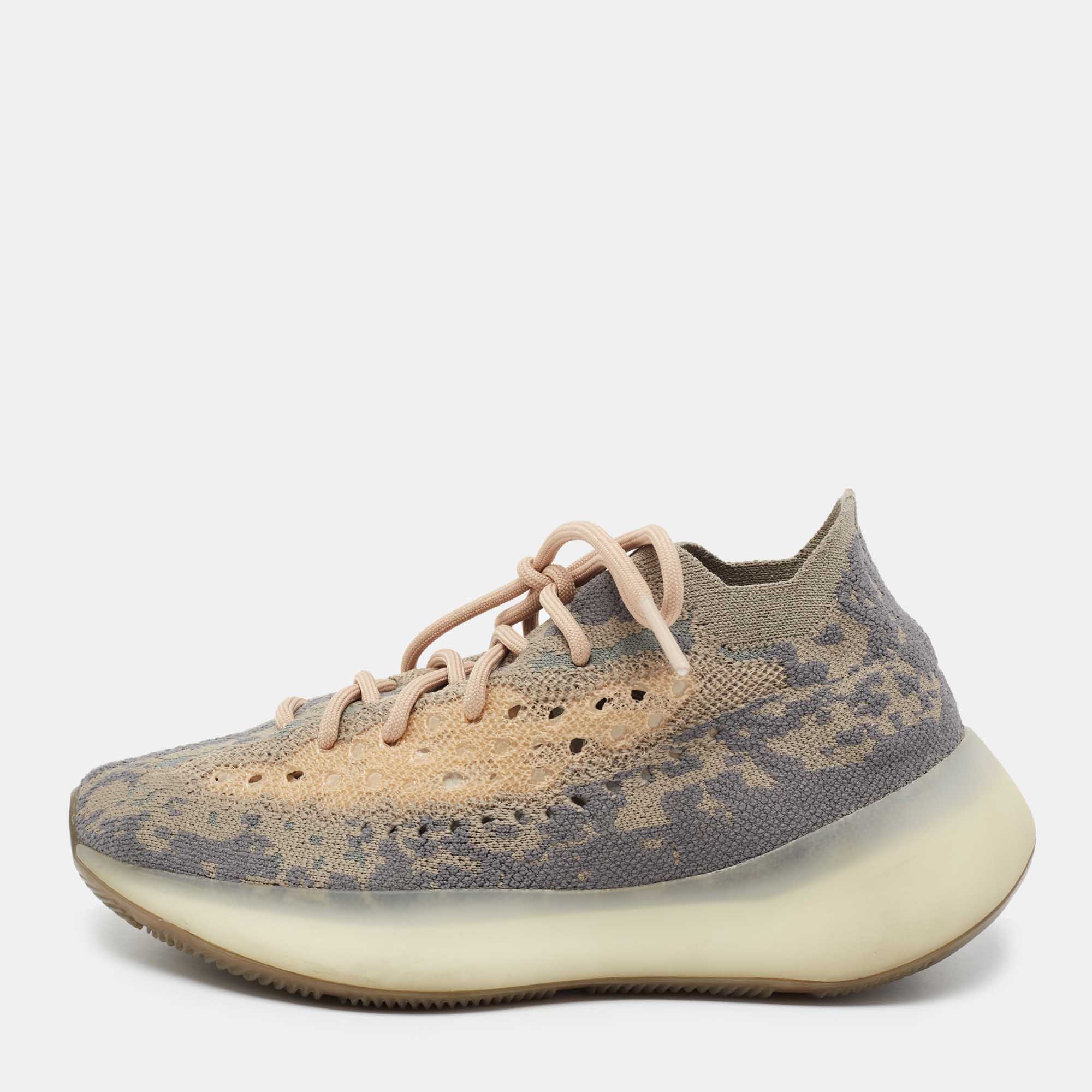 Pre Owned Yeezy x Adidas Multicolor Knit Fabric Yeezy Boost 380 Mist Sneakers Size 39 1/3