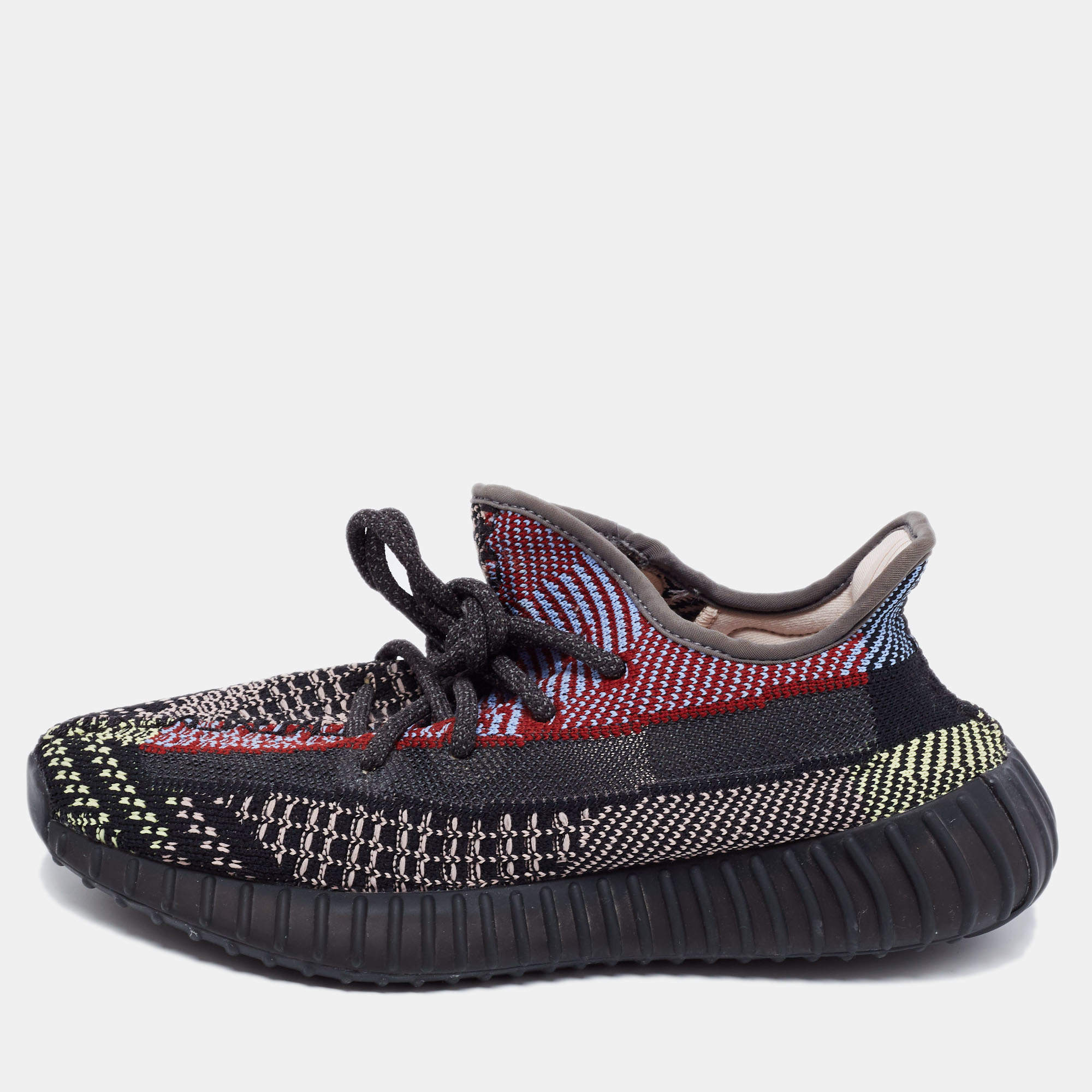 Pre Owned Yeezy x adidas Black Knit Fabric Boost 350 V2 Yecheil Low Top Sneakers Size 38 2/3