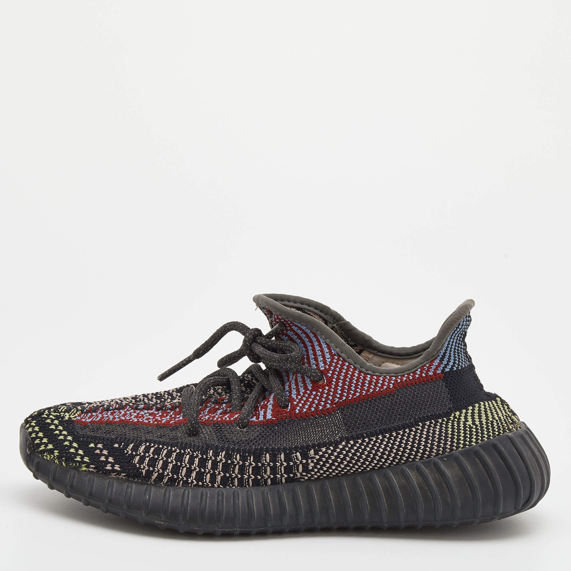 Pre Owned حذاء رياضي ييزي x أديداس بوست 350 V2 يشيل تريكو أسود عنق منخفض مقاس 2/3 38 