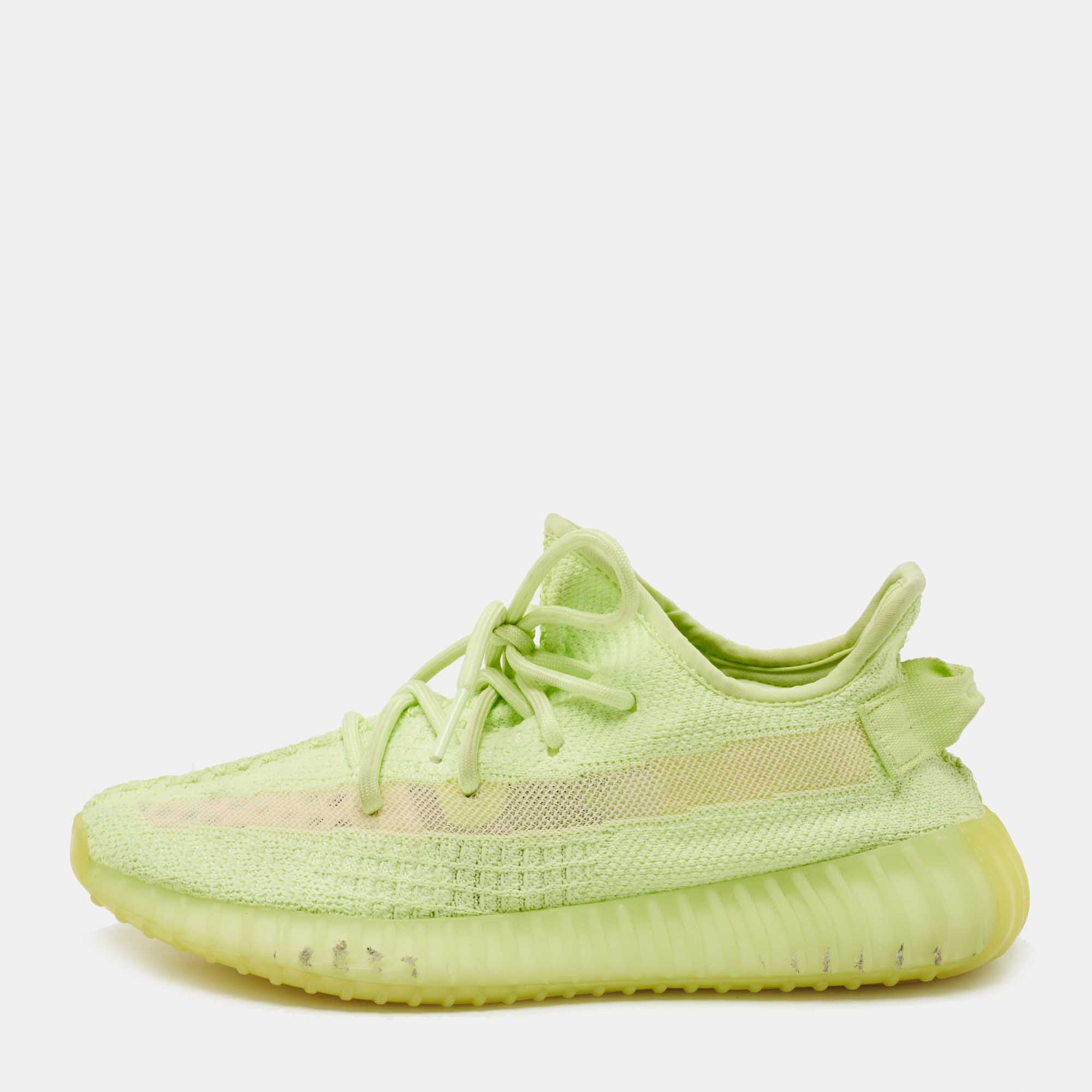 Yeezy x Adidas Neon Green Knit Fabric Boost 350 V2 Glow Sneakers Size 41 Yeezy Adidas | TLC