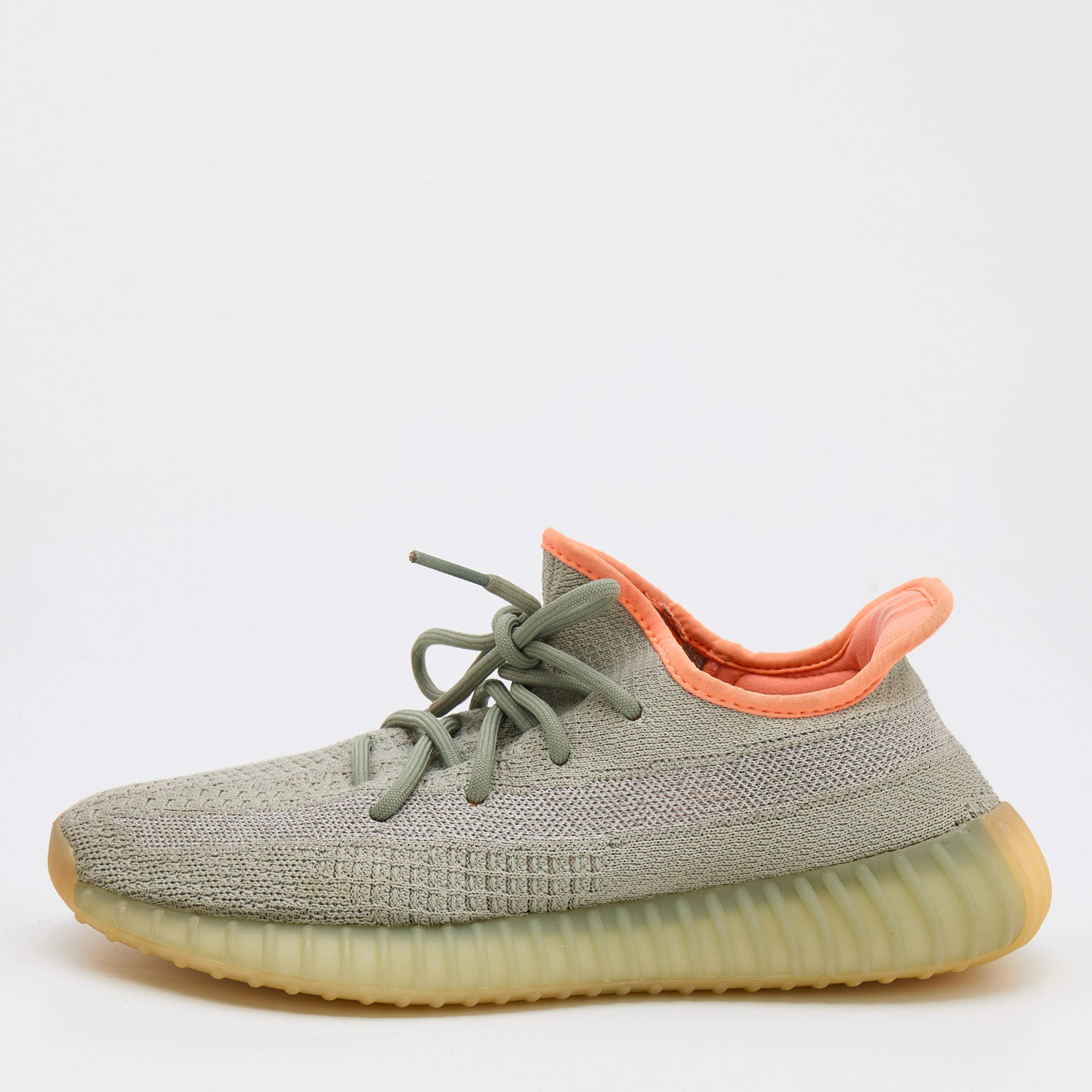 Yeezy x Adidas Grey Knit Fabric Boost 350 V2 Desert Sage Reflective Sneakers 41 1/3