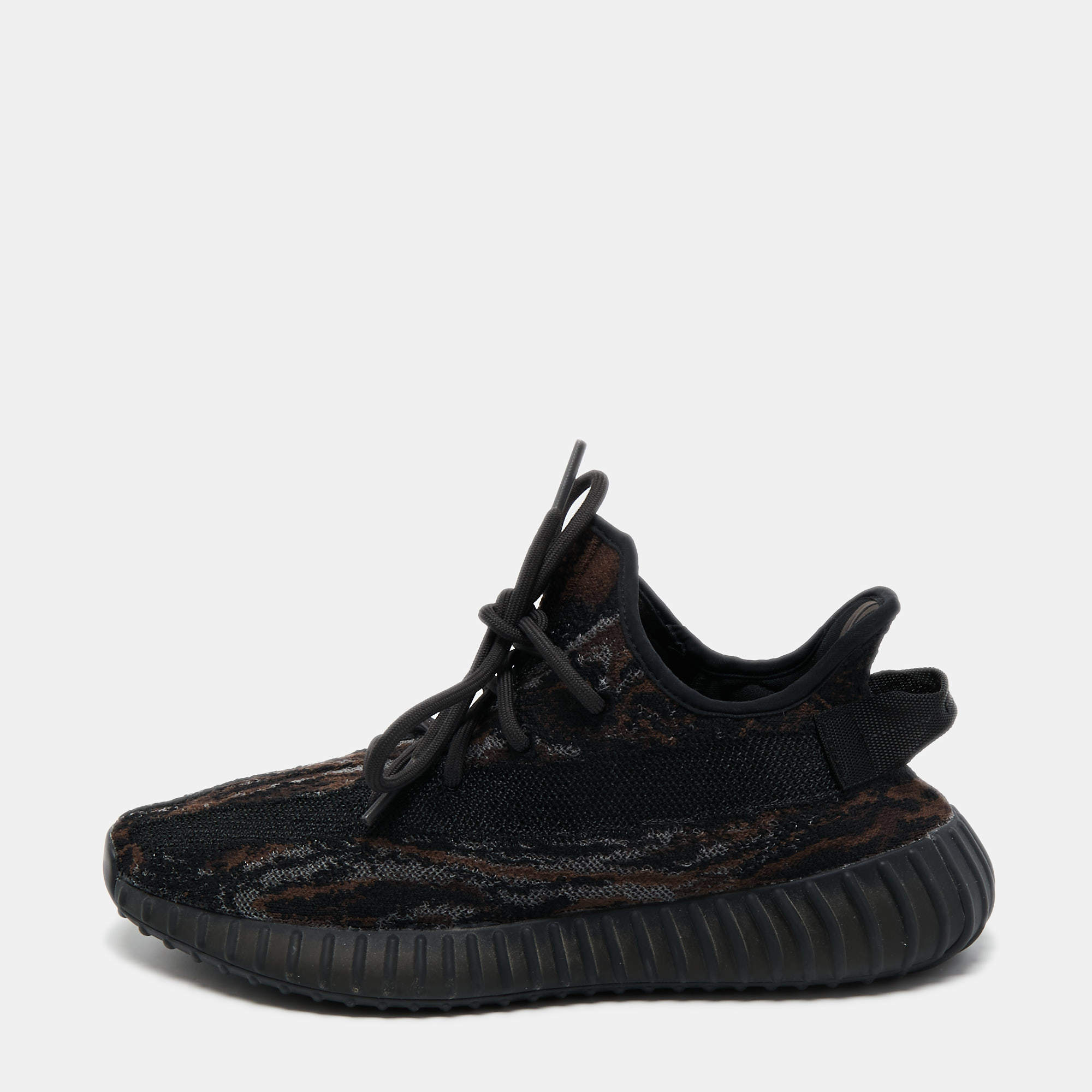Pre Owned adidas x Yeezy Brown/Black Mesh and Fabric 350 V2 MX Rock Sneakers Size 411/3