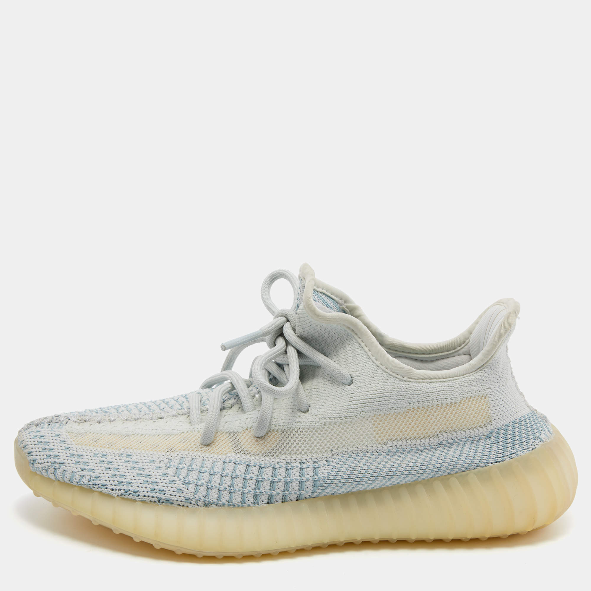 Yeezy x Adidas Blue/White Knit Fabric Boost 350 V2 Cloud White Sneakers Size 38 2/3
