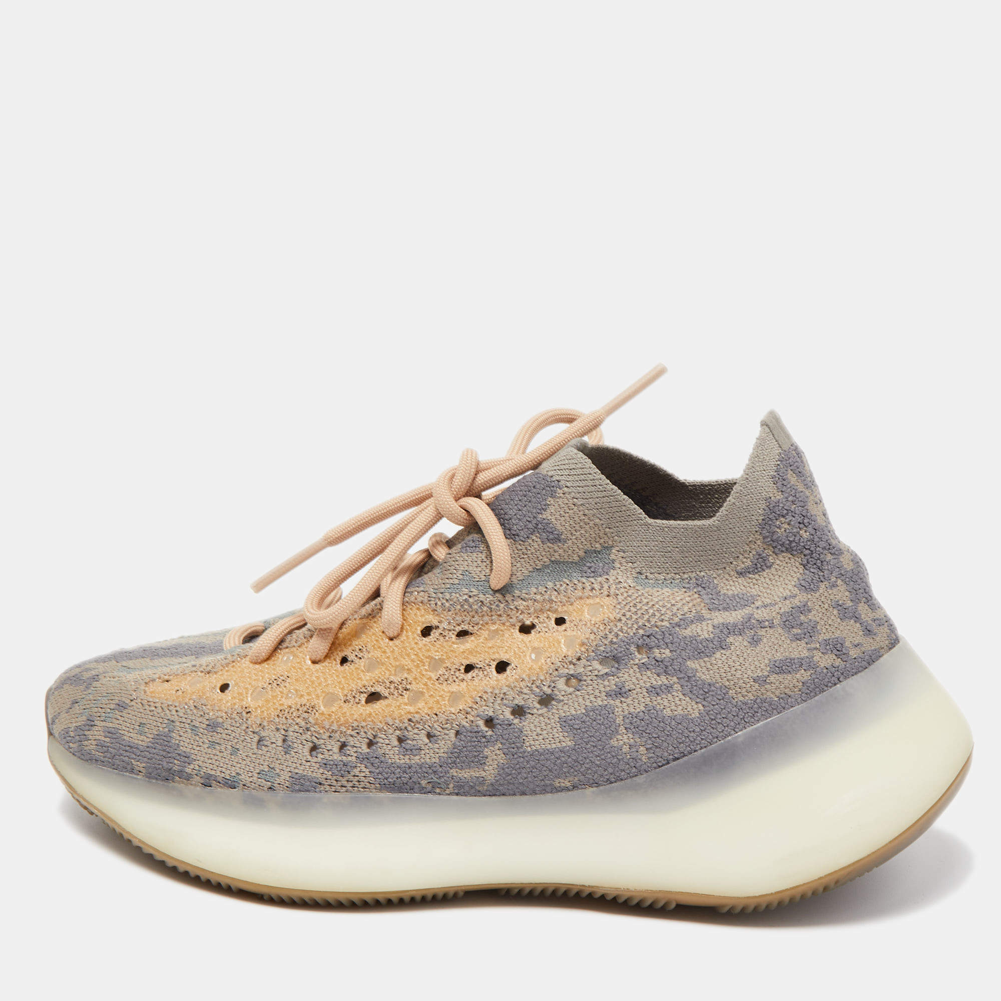 Pre Owned Yeezy x Adidas Two Tone Knit Fabric Boost 380 Mist Sneakers Size 40