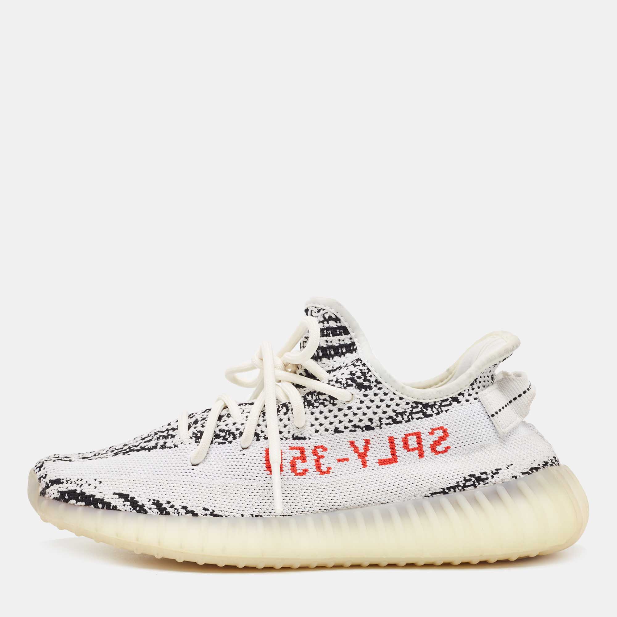 Yeezy x Adidas Black/White Knit Fabric Boost 350 V2 Zebra Sneakers Size 40