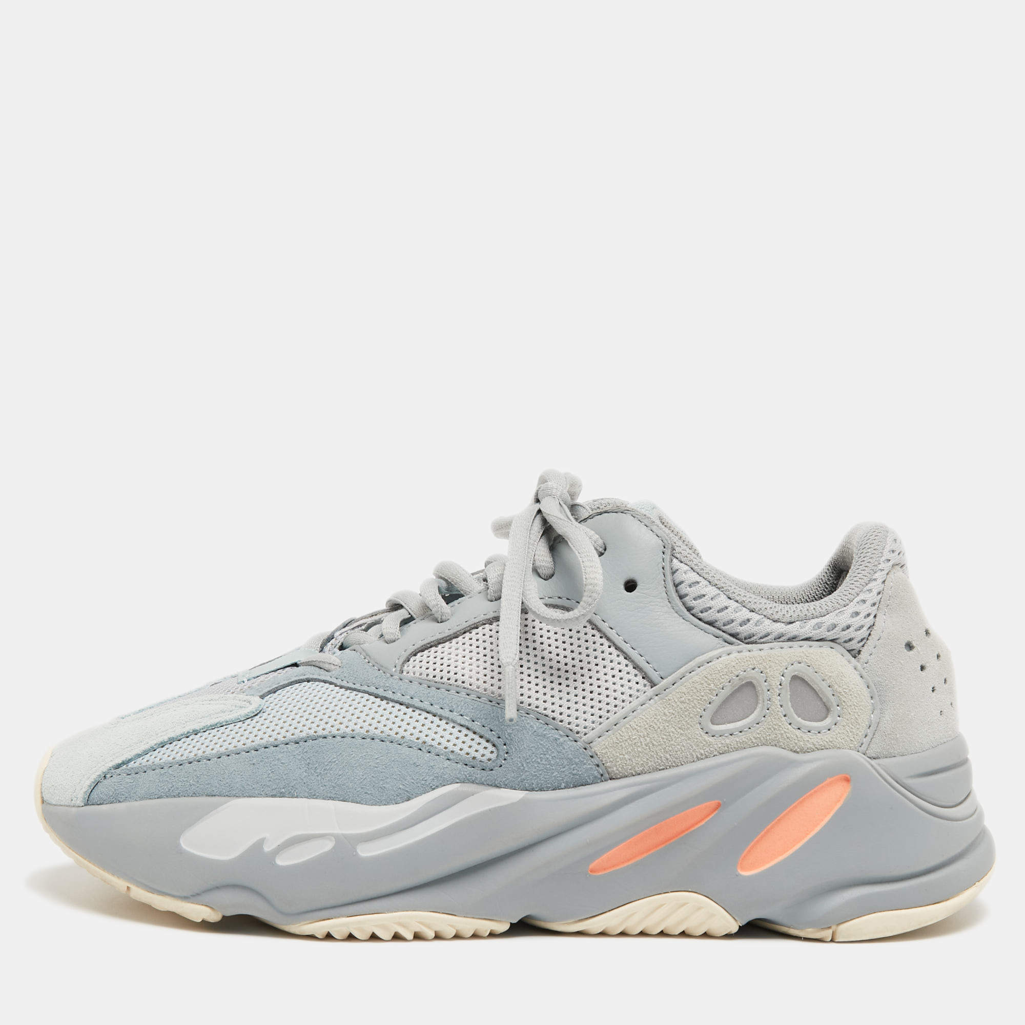 Adidas x Yeezy Blue Mesh and Leather Boost 700 Inertia Sneakers Size 40