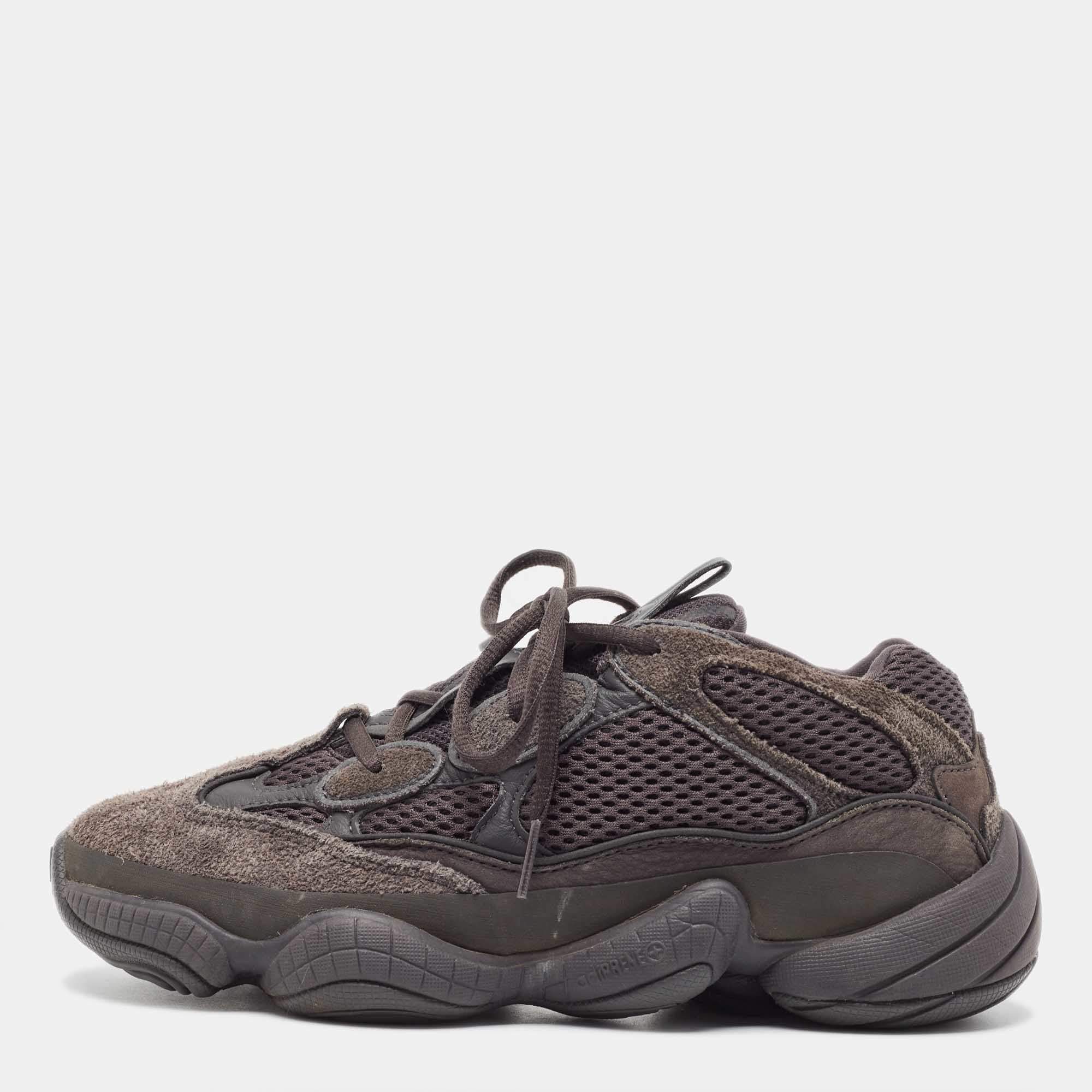 Pre Owned Adidas x Yeezy Black Mesh and Suede Boost Yeezy 500-utility-Black Sneakers Size 40