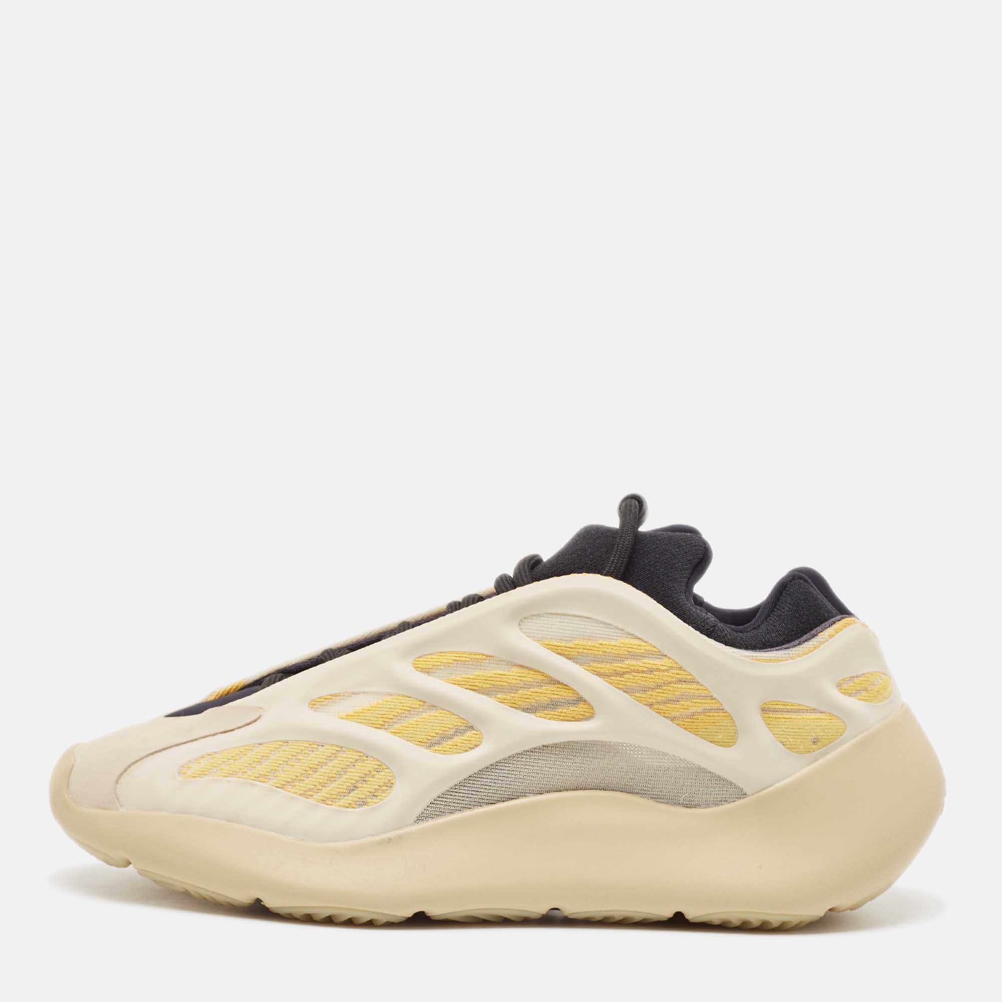 Pre Owned Yeezy x Adidas Yellow/Black Fabric 700 V3 Safflower Sneakers Size 41 1/3