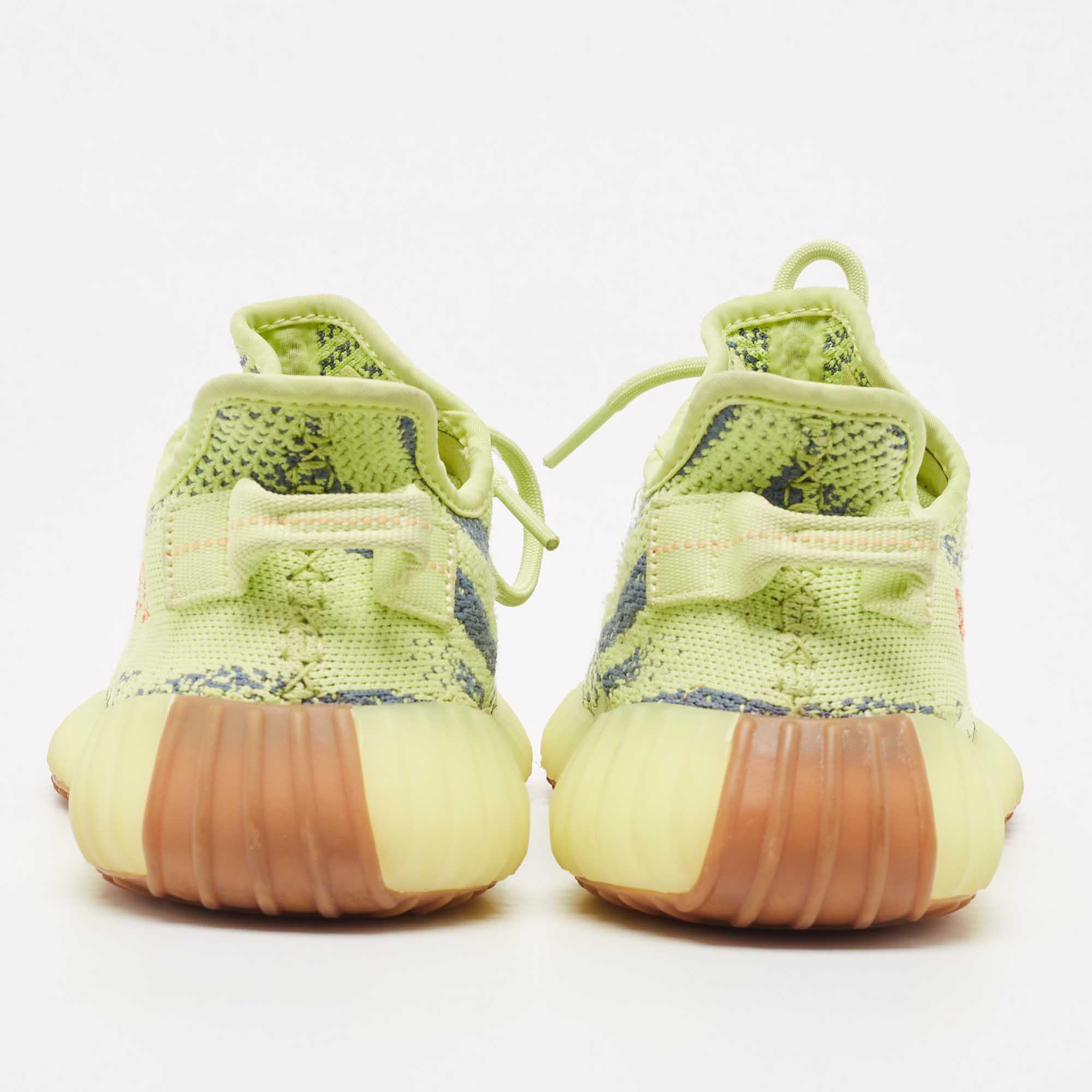 Yeezy x Adidas Neon Yellow Knit Fabric Boost 350 V2 Semi Frozen