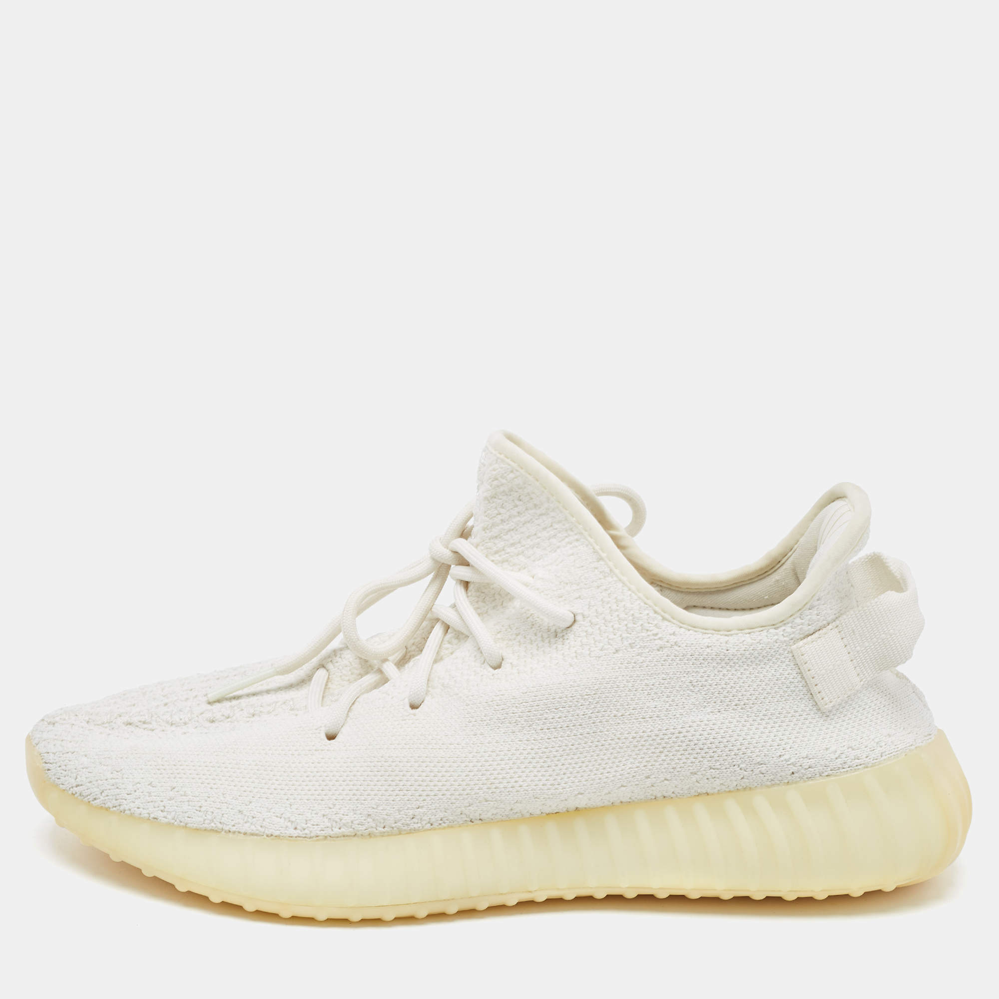 Yeezy x Adidas White Knit Fabric Boost 350 V2 Cream Sneakers Size 46
