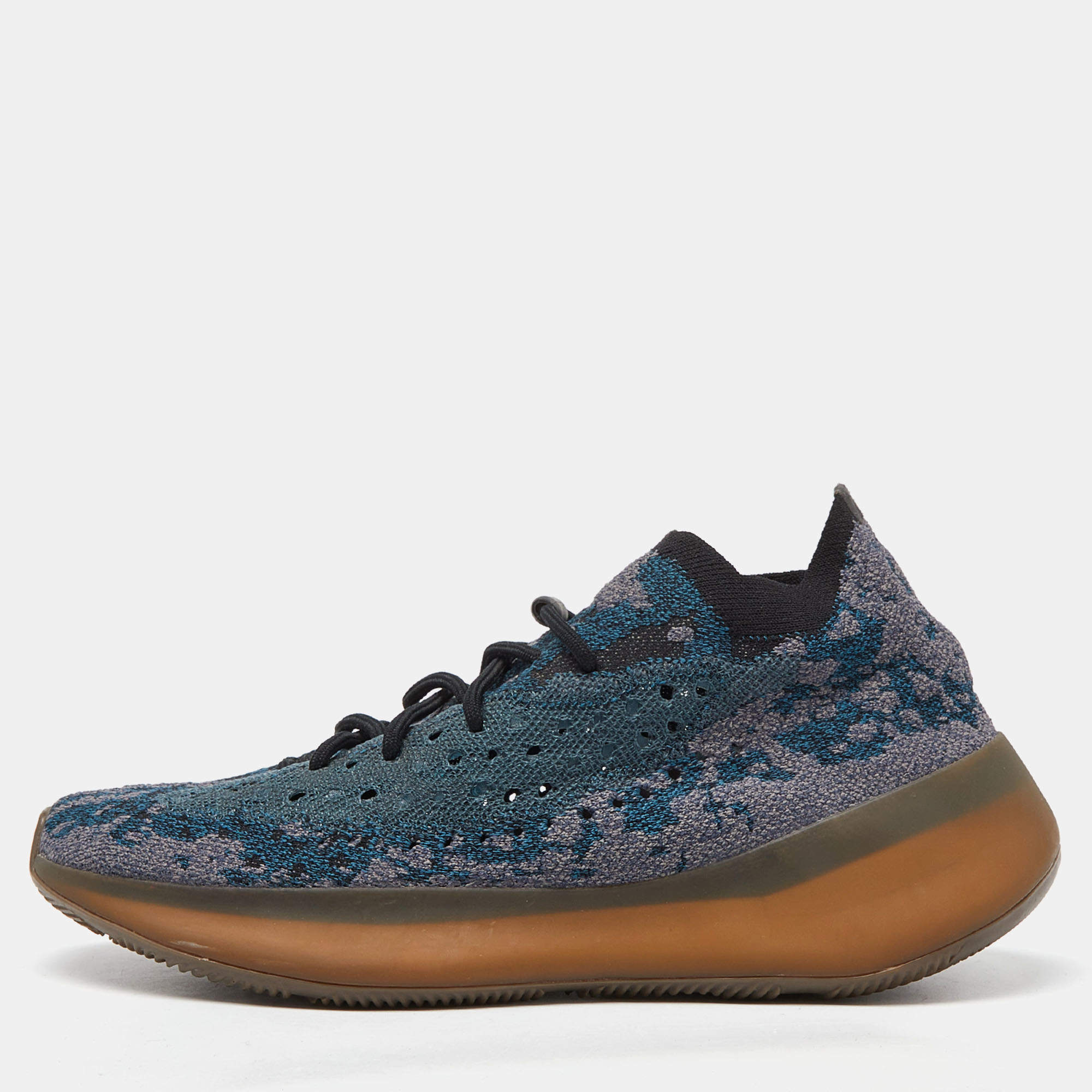 مملوكة مسبقًا Yeezy x Adidas Blue Knit Fabric Boost 380 Covellite Sneakers Size 46 2/3