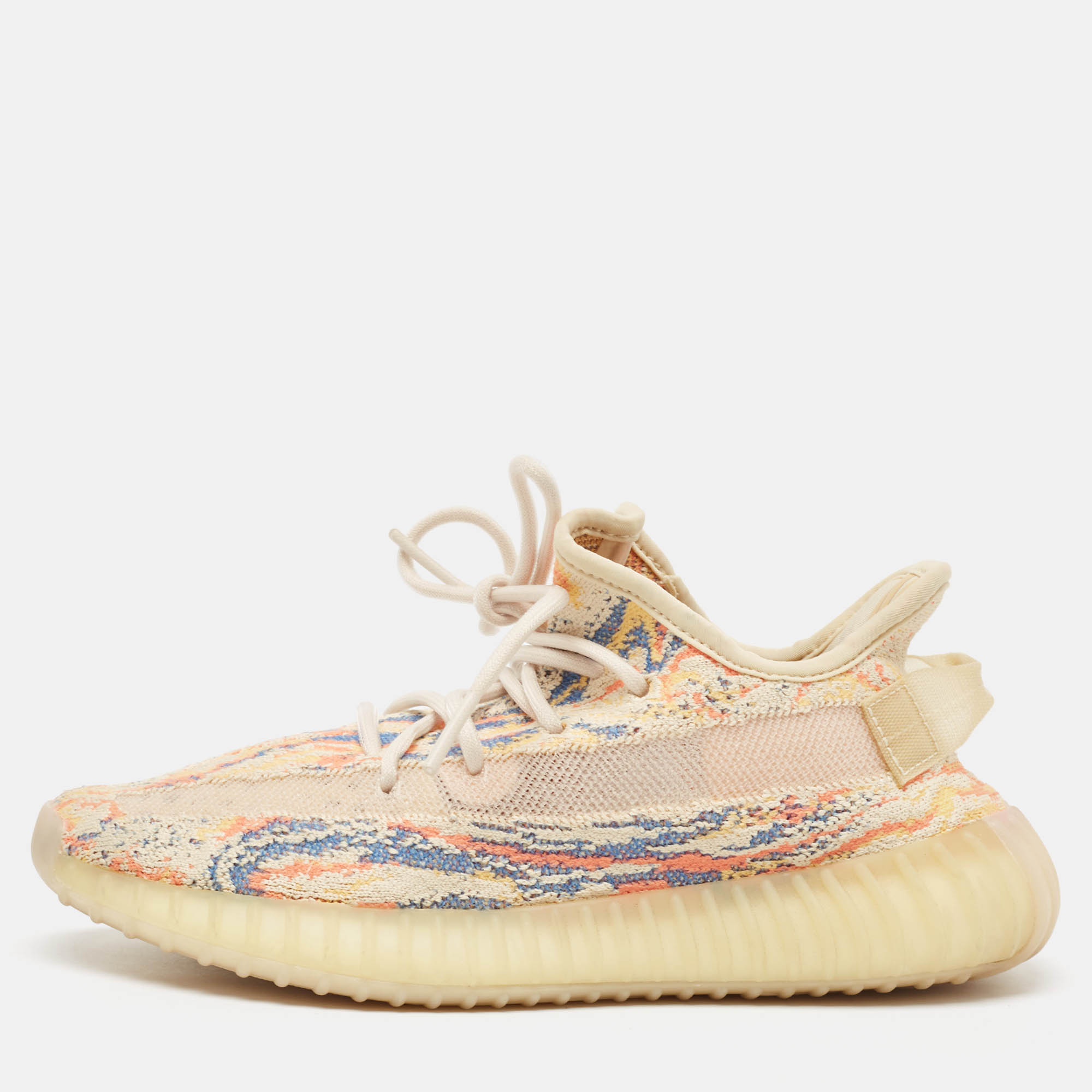 Pre Owned Yeezy x Adidas Multicolor Knit Fabric Boost 350 V2 MX Oat Sneakers Size 38 2/3