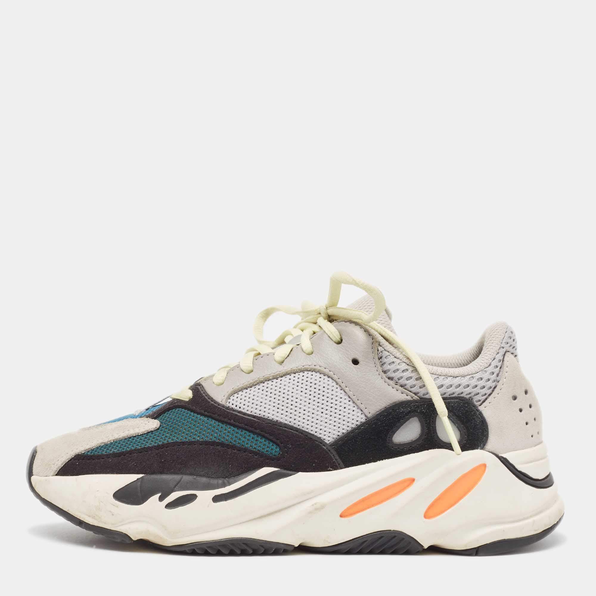 Pre Owned Yeezy x Adidas Multicolor Suede and Mesh Boost 700 Wave Runner Sneakers Size 39 1/3