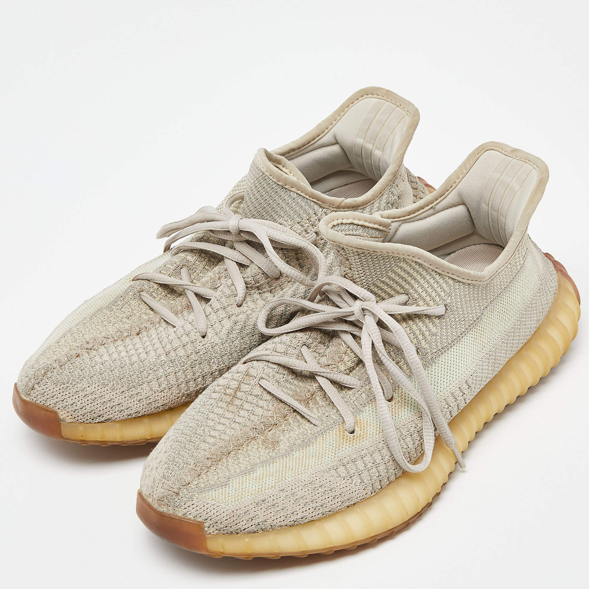 Yeezy x Adidas Light Yellow Knit Fabric Boost 350 V2 Butter Sneakers Size 44