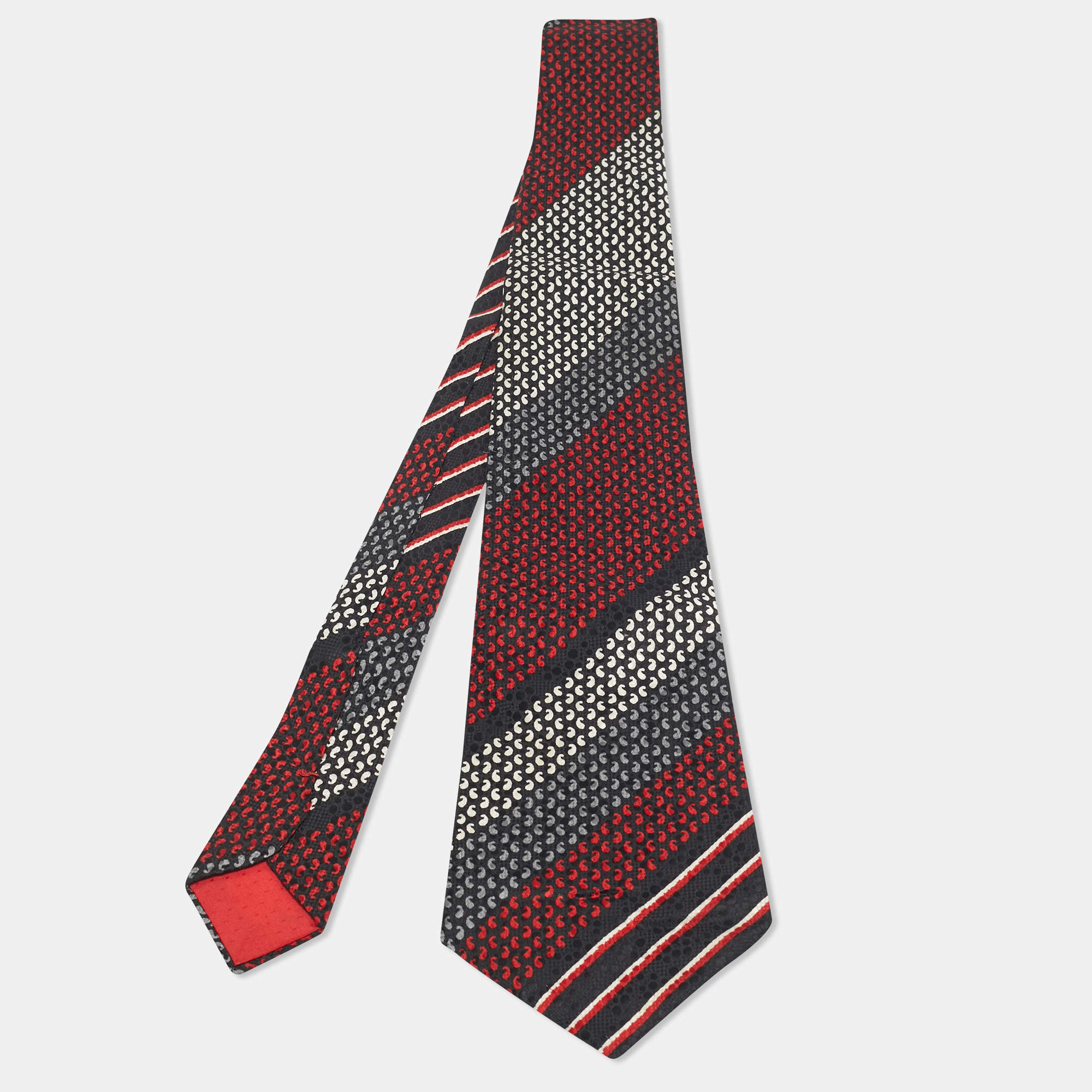 Pre Owned Yves Saint Laurent Vintage Multicolor Paisley Print Silk Kipper Tie