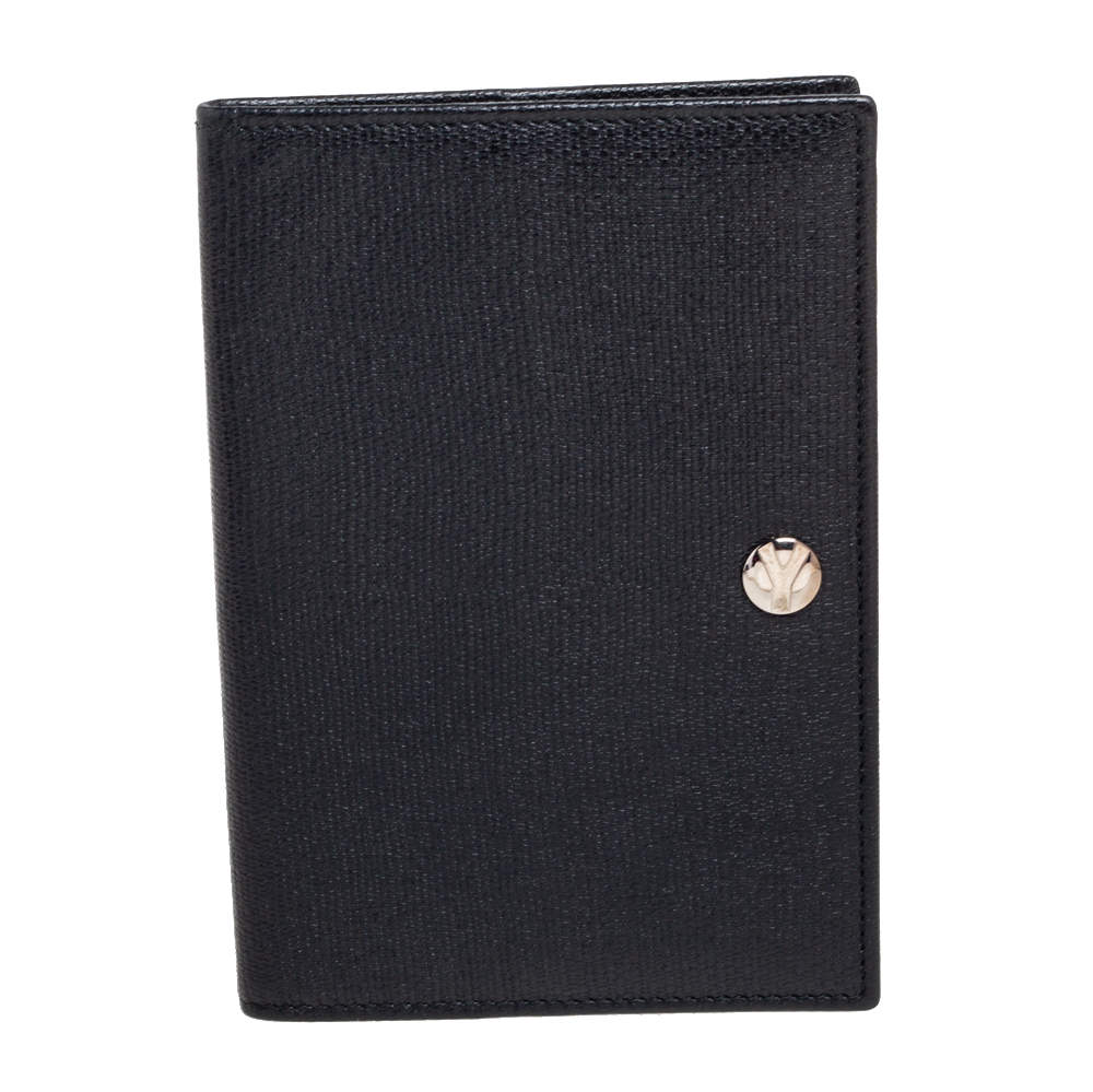 Pre Owned Yves Saint Laurent Black Leather Passport Holder