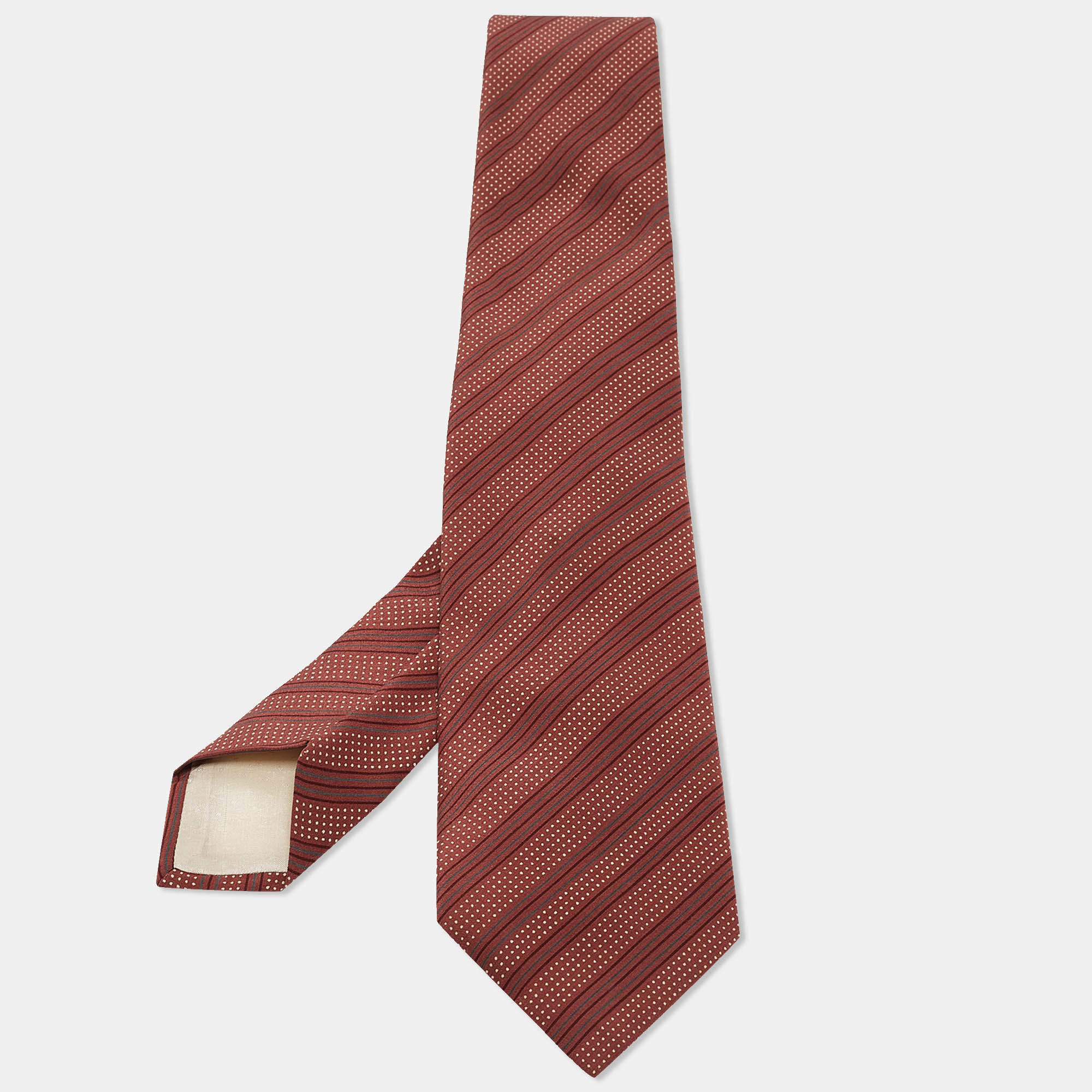 Yves Saint Laurent Vintage Pink Striped Silk Tie