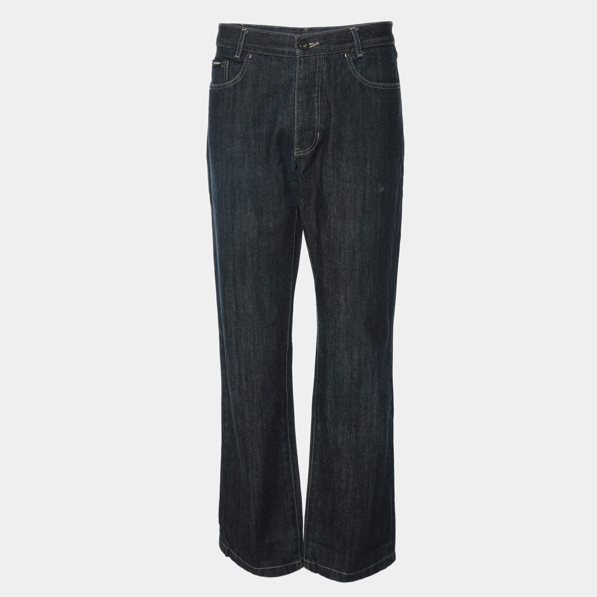 Pre Owned Yves Saint Laurent Paris Indigo Denim Vintage Logo Old Money Swag Jeans M