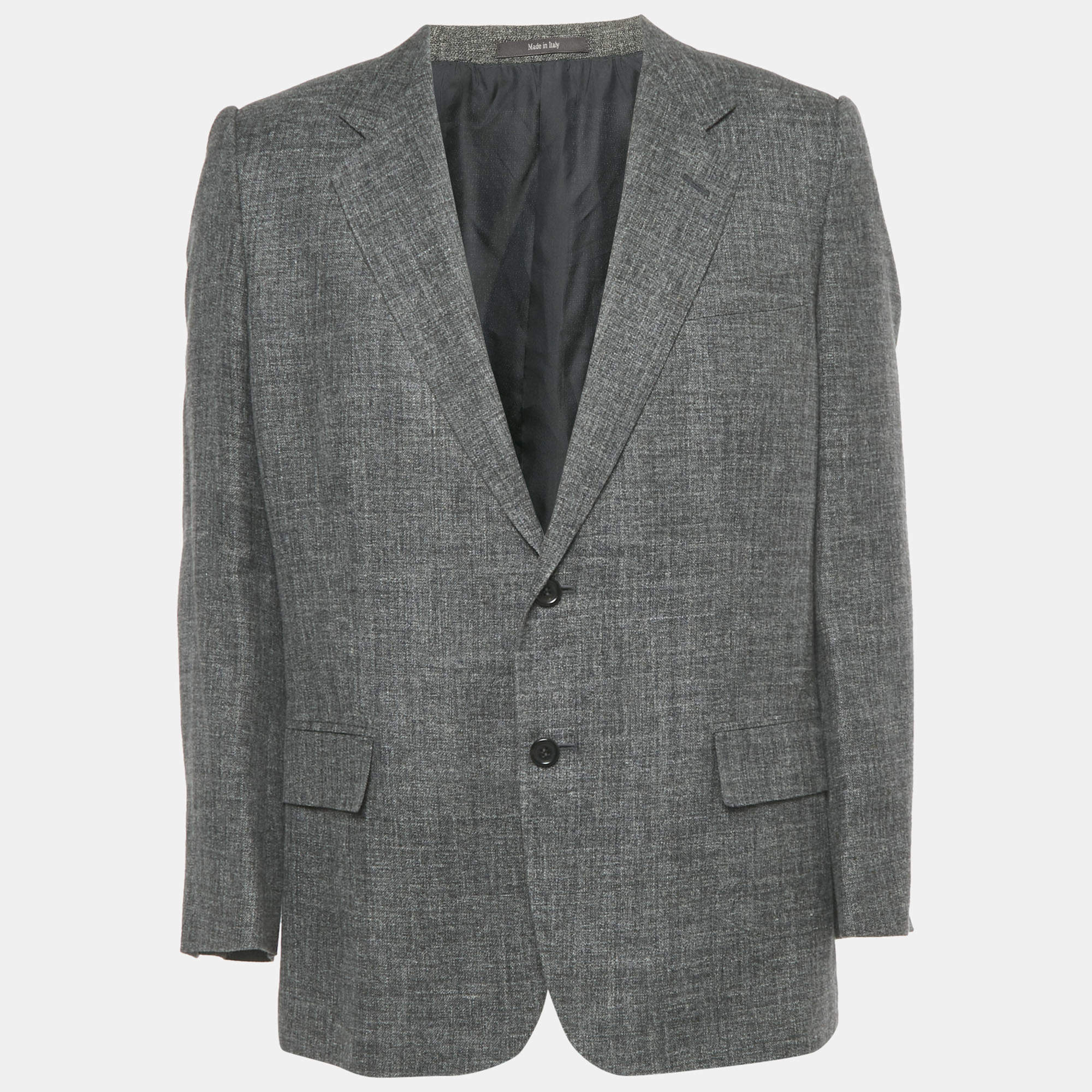 Pre Owned Yves Saint Laurent Grey Linen Blend Regular Fit Blazer L
