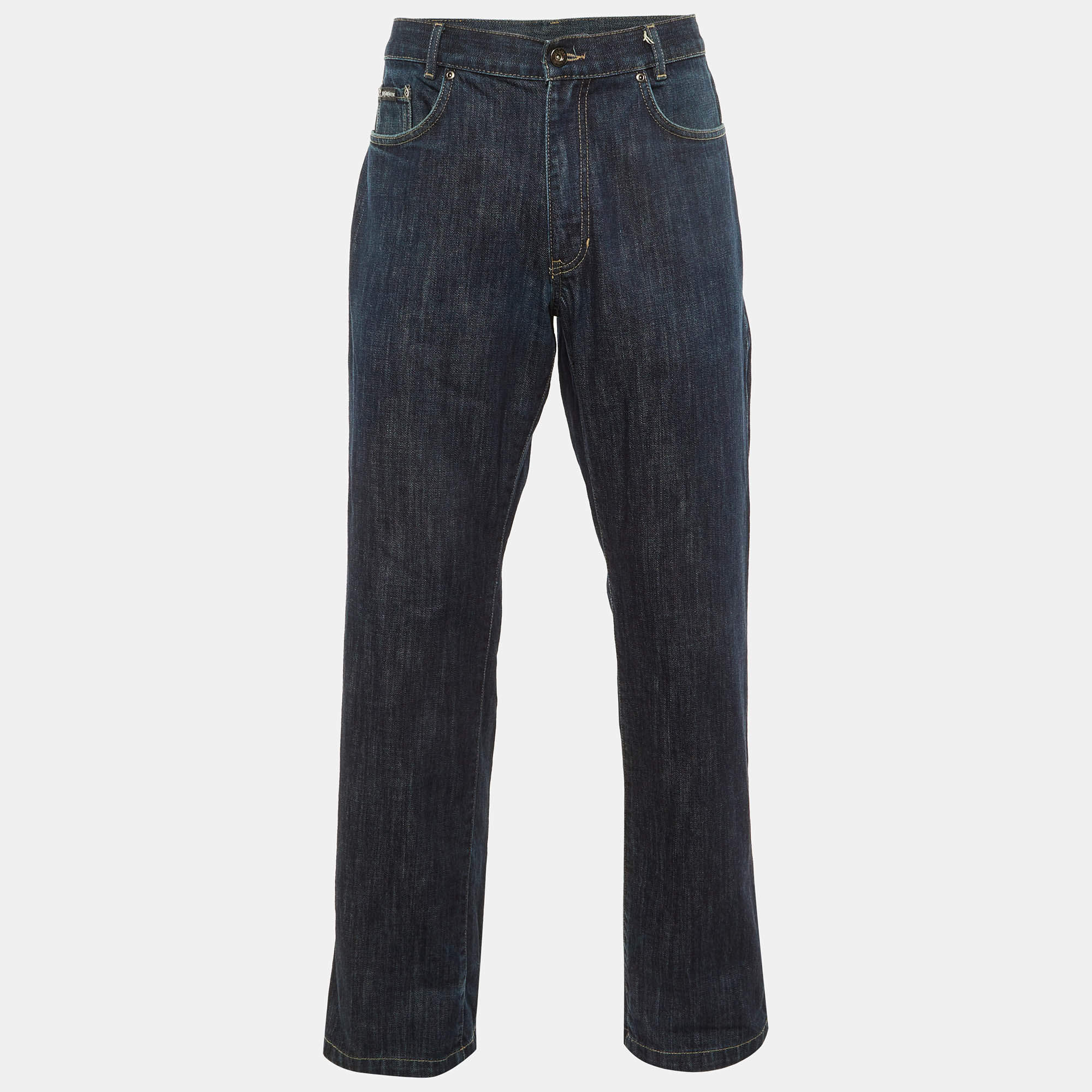 Pre Owned Yves Saint Laurent Indigo Denim Regular Fit Jeans M/Waist 34"