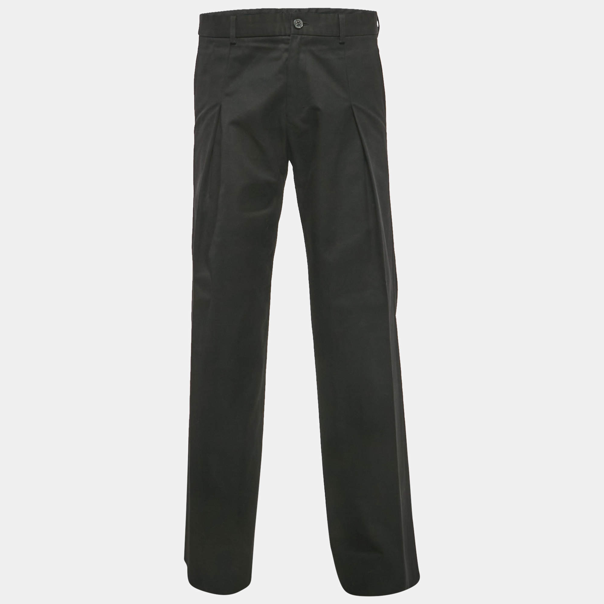 مملوكة مسبقًا Yves Saint Laurent Rive Gauche Black Gabardine Straight Fit Pants XXL /Waist: 33"