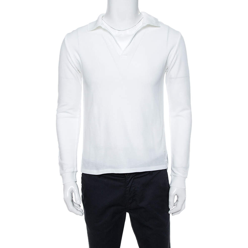 Yves Saint Laurent White Cotton Long Sleeve Polo T-Shirt XL Yves Saint ...