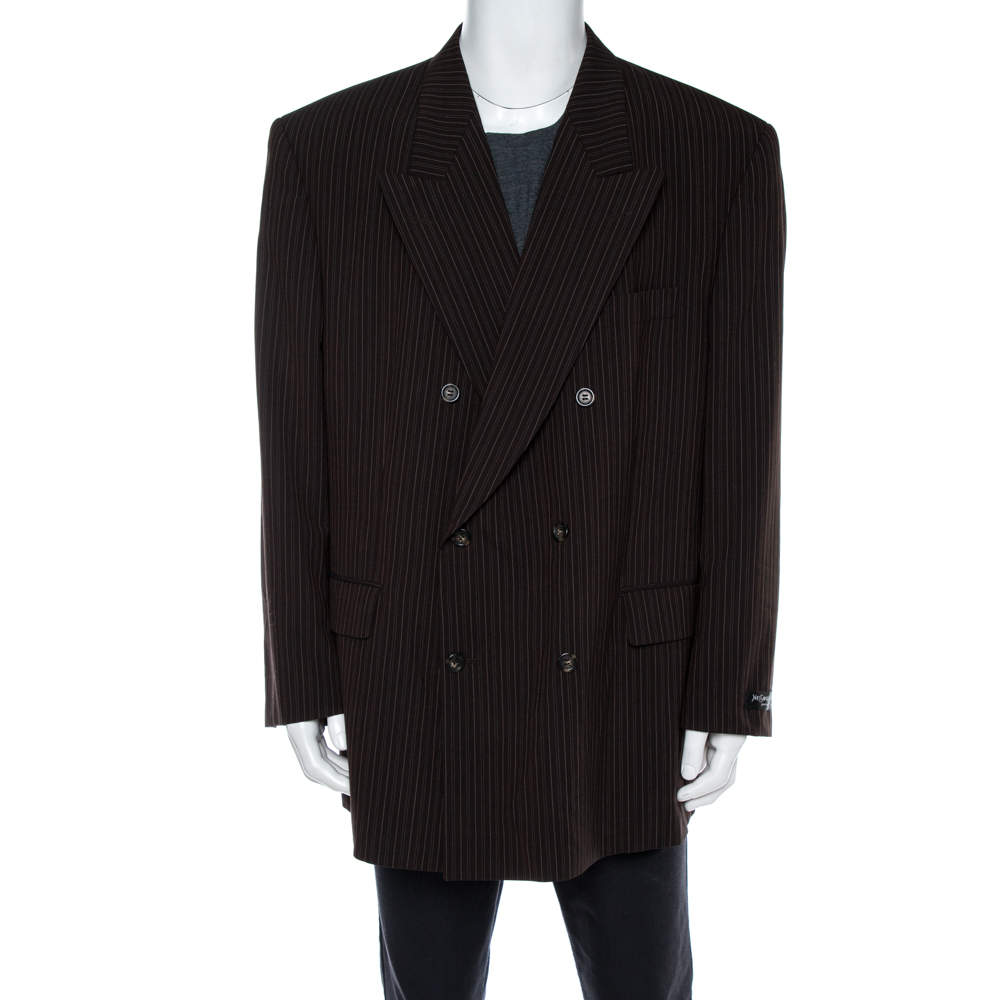 Yves Saint Laurent Vintage Brown Wool Double Breasted Jacket 3XL